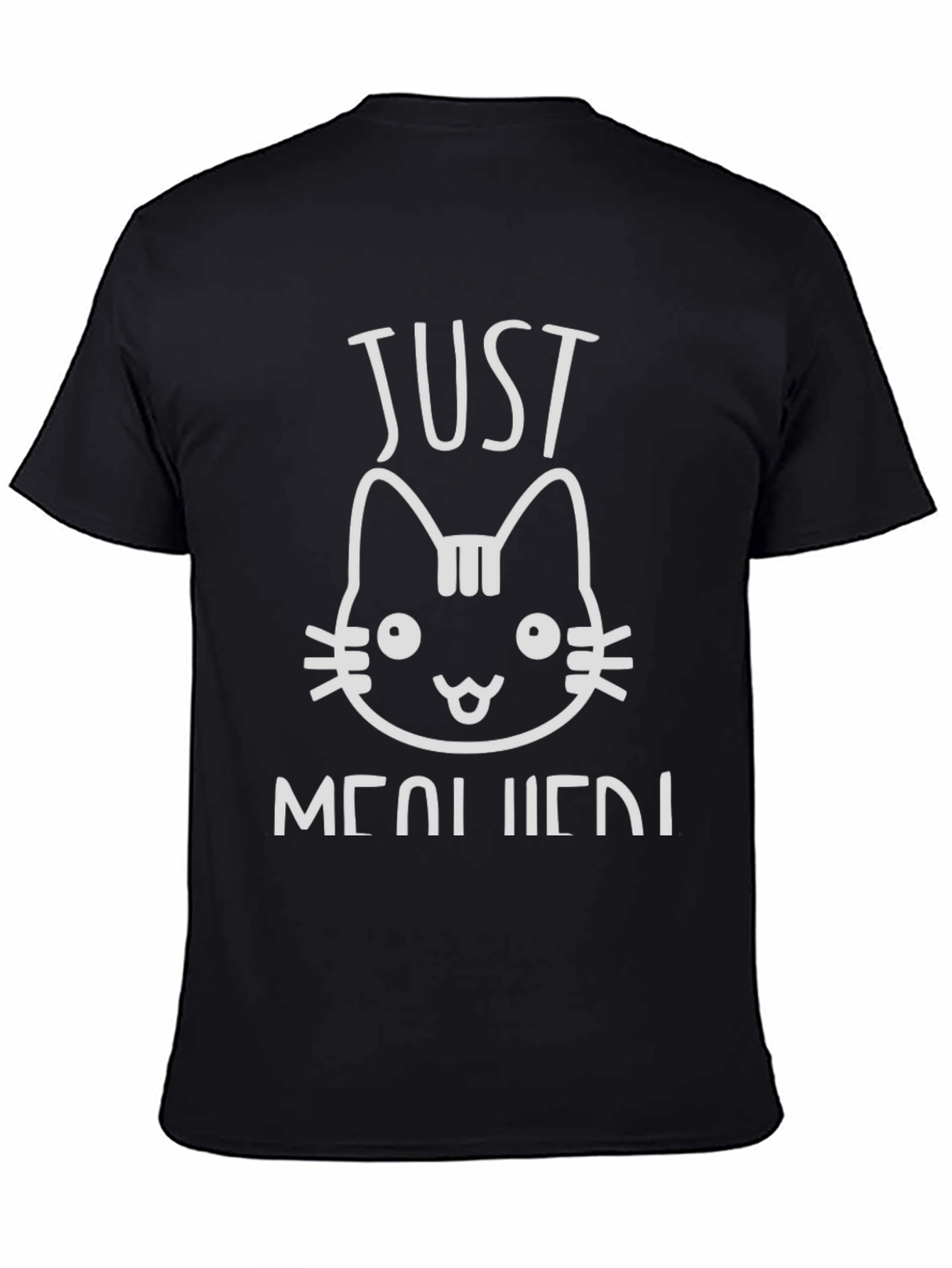 Just Meow It! Cat Graphic Print T-Shirt - Black