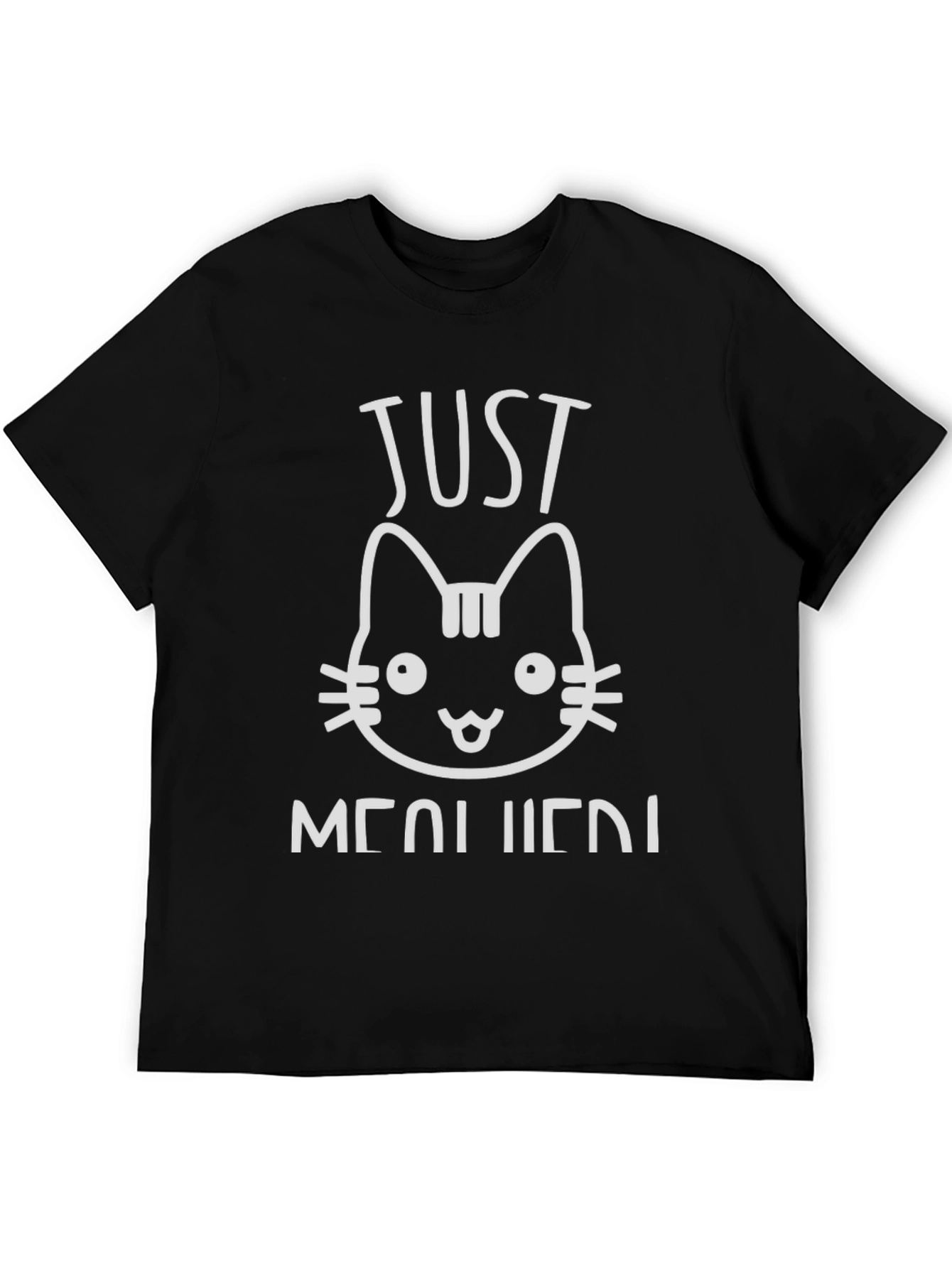 Just Meow It! Cat Graphic Print T-Shirt - Black