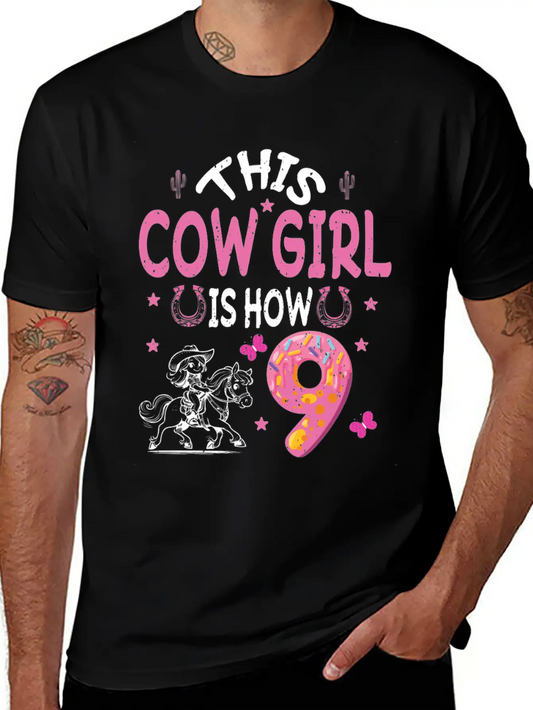 9th Birthday Cowgirl Nine Year Old Cowgirl Birthd Basic Graphic T-Shirt – Daily Comfort In Soft Cotton
