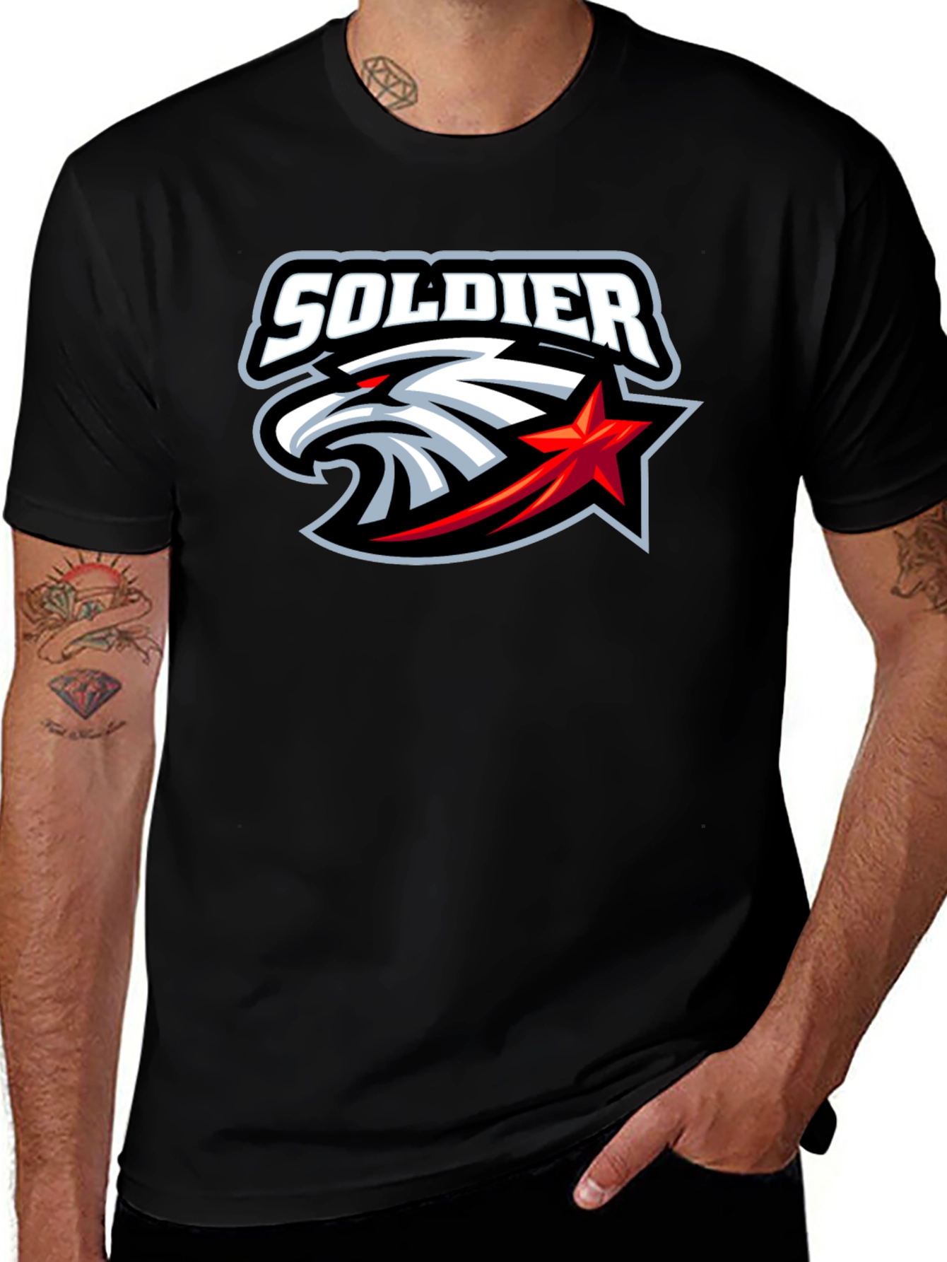 Soldier Eagle Graphic Black T-Shirt