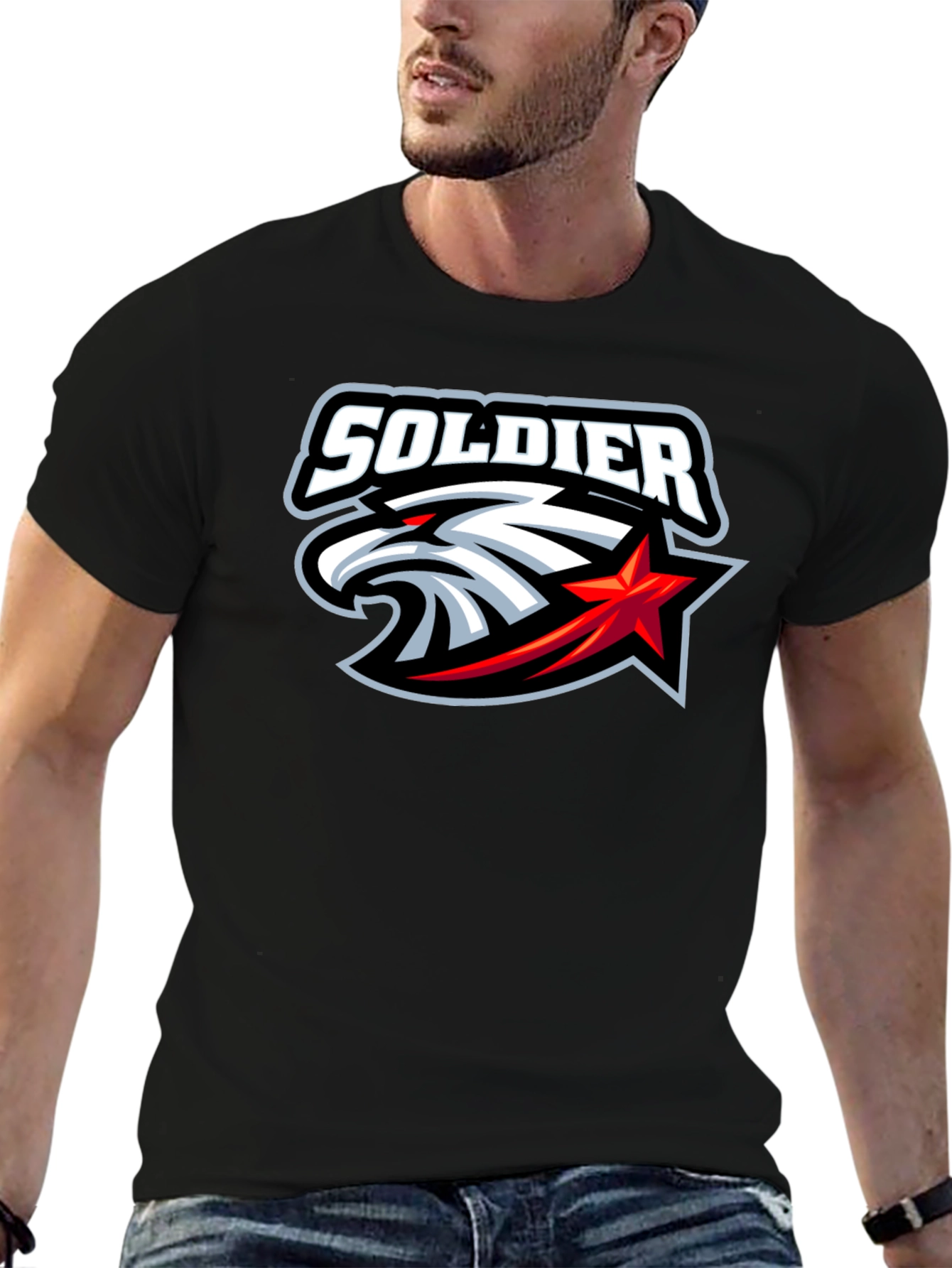 Soldier Eagle Graphic Black T-Shirt