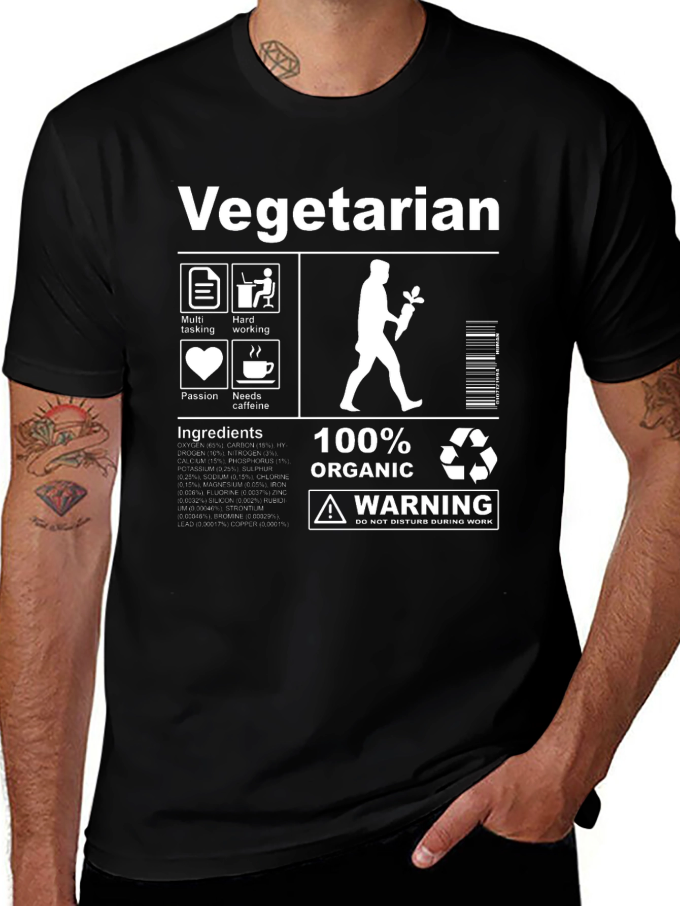 Vegetarian Ingredients Black T-Shirt