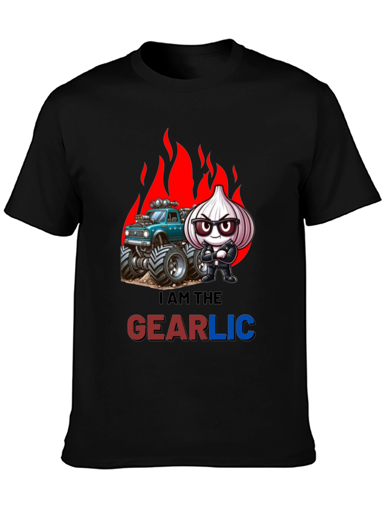 Gearlic T-Shirt: Monster Truck Garlic Pun Tee