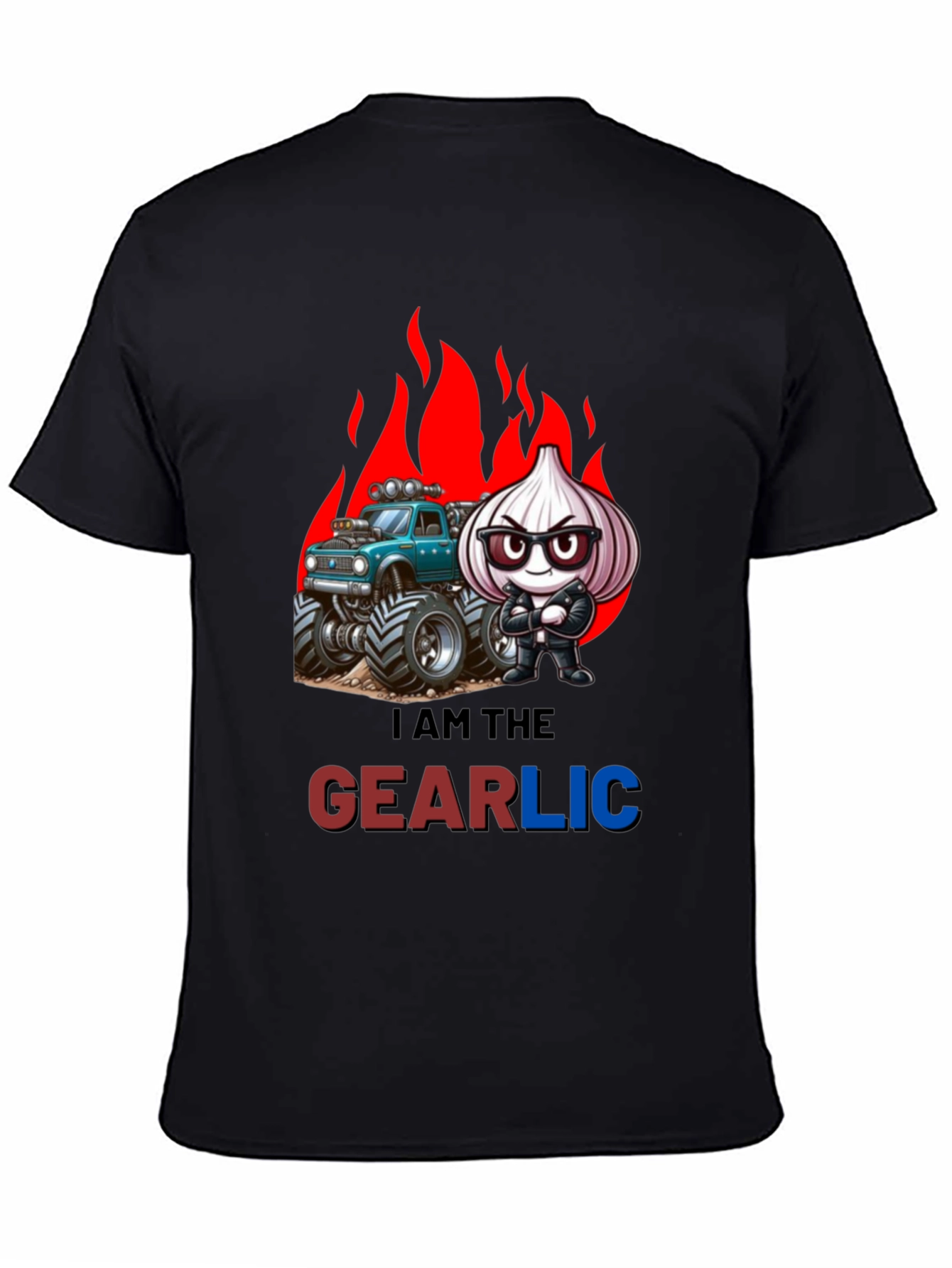 Gearlic T-Shirt: Monster Truck Garlic Pun Tee
