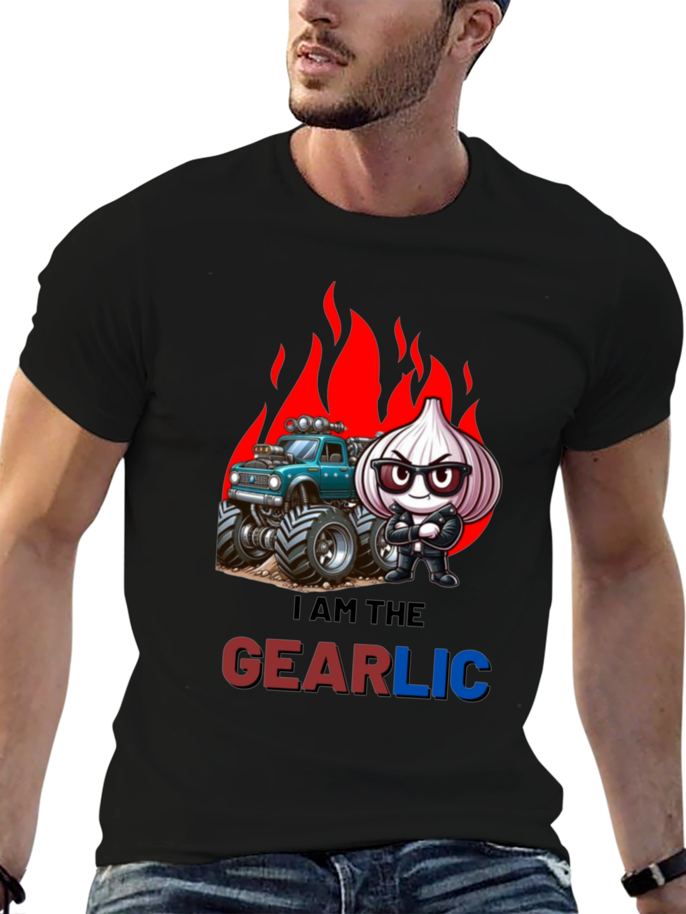 Gearlic T-Shirt: Monster Truck Garlic Pun Tee