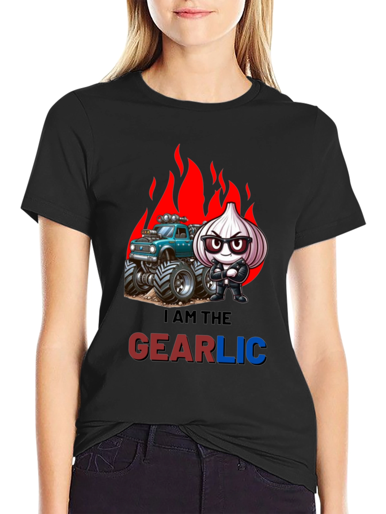 Gearlic T-Shirt: Monster Truck Garlic Pun Tee