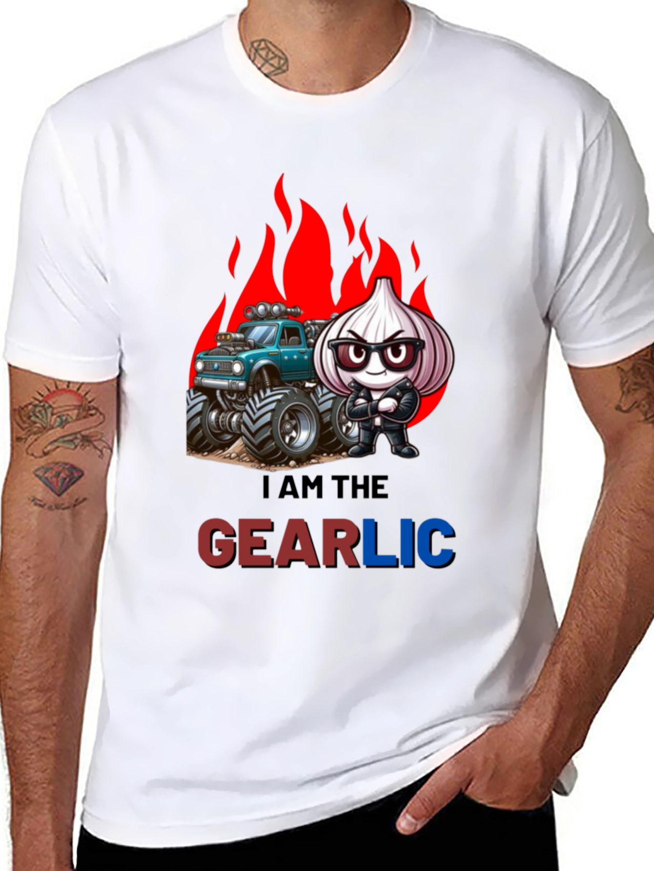 Gearlic T-Shirt: Monster Truck Garlic Pun Tee