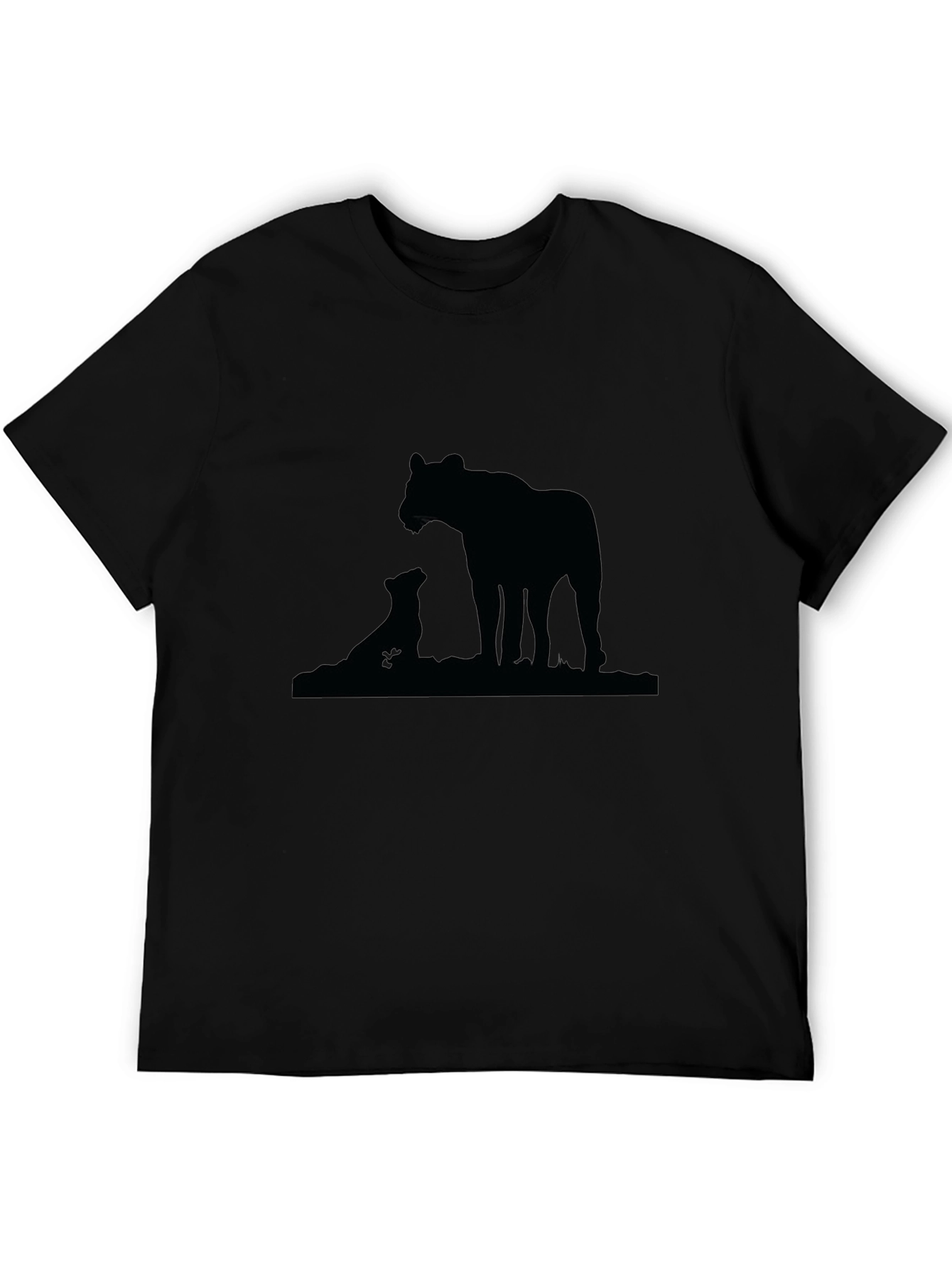 Lion Family Silhouette Black T-Shirt