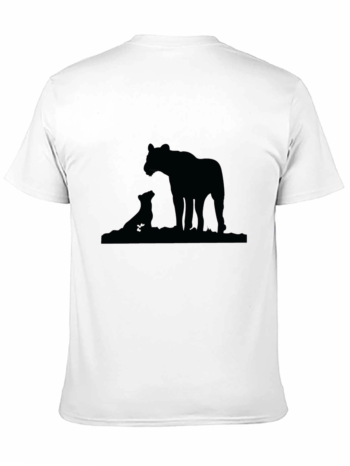 Lion Family Silhouette Black T-Shirt