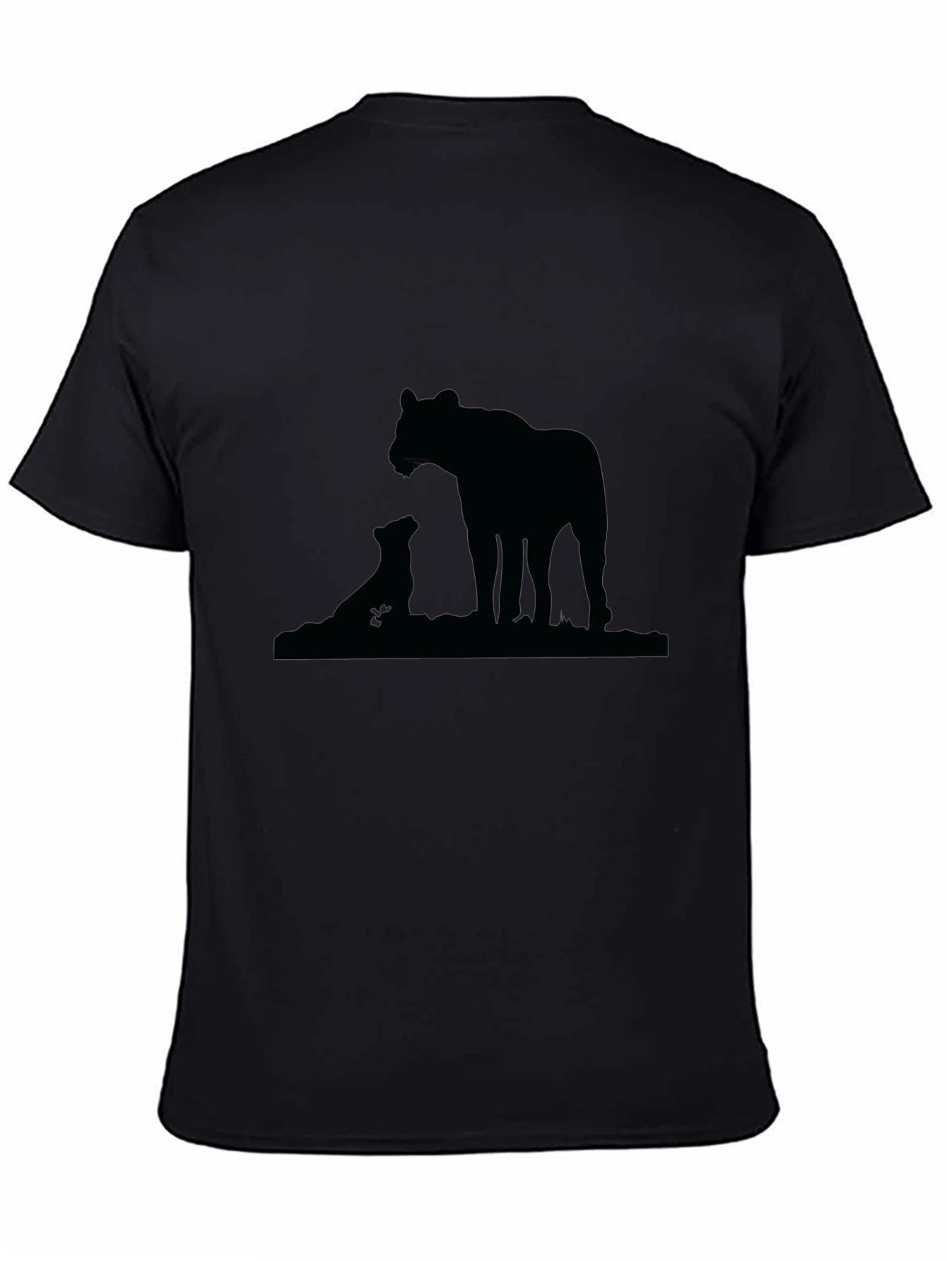 Lion Family Silhouette Black T-Shirt