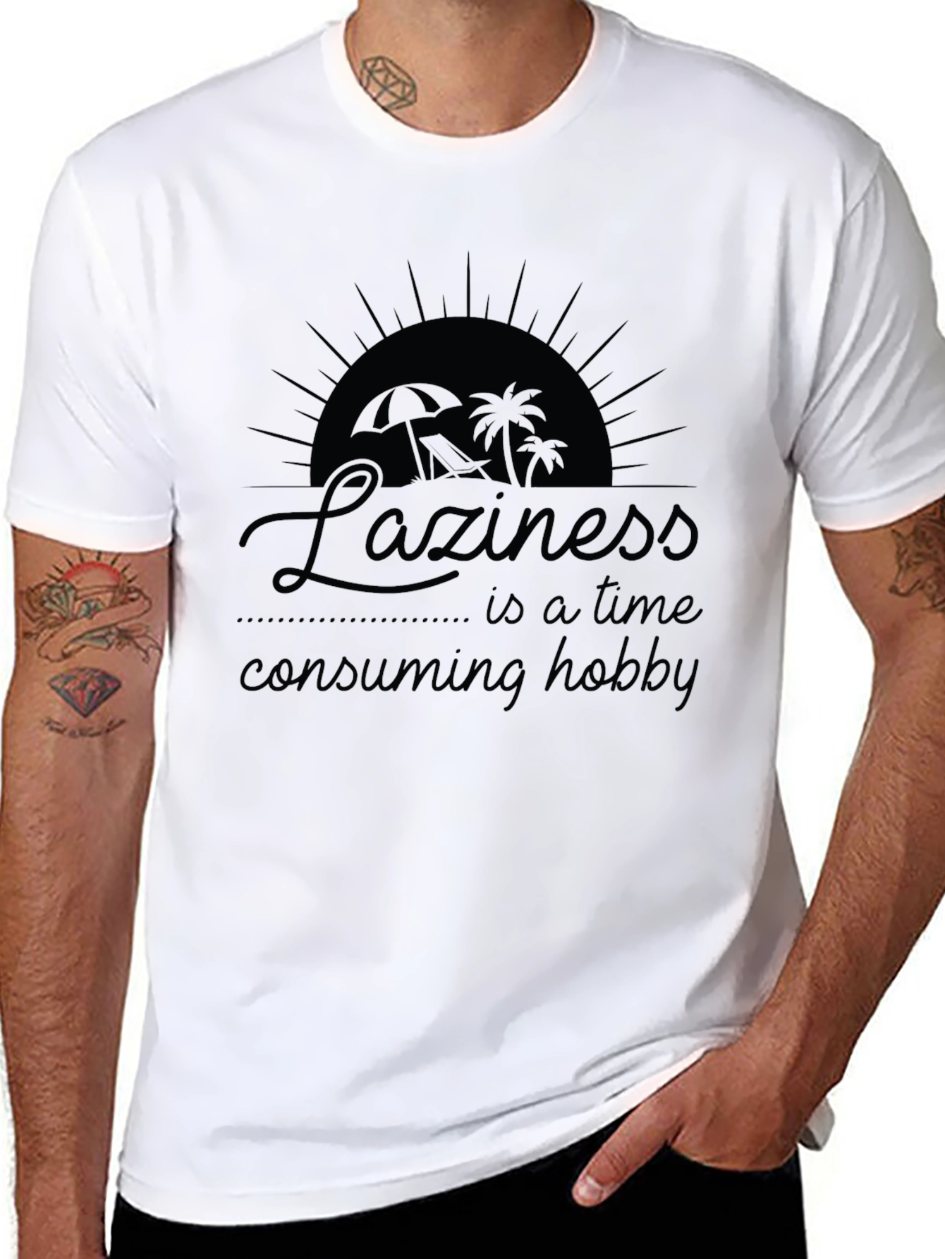 Laziness Hobby Black Graphic T-Shirt