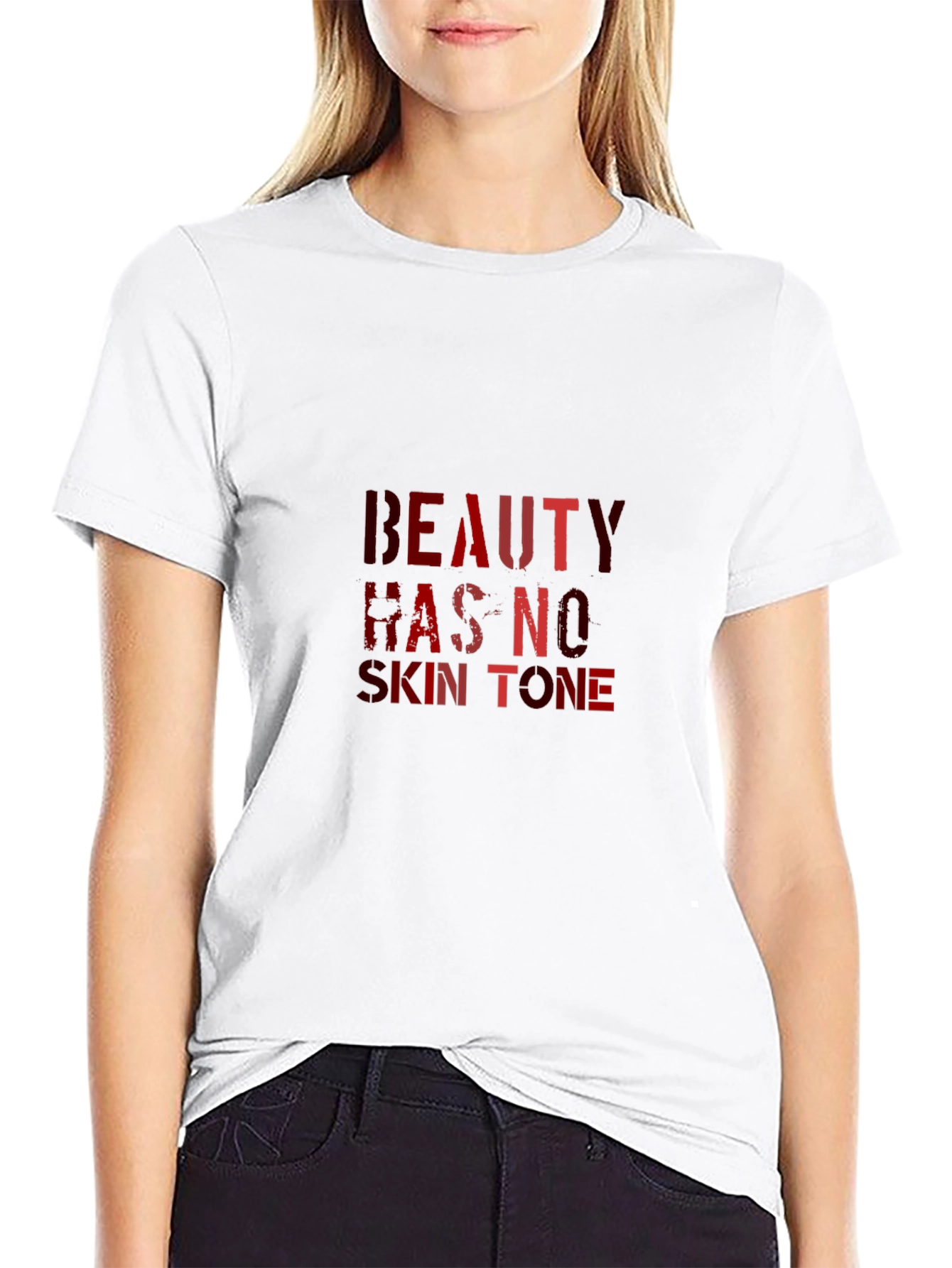Beauty Has No Skin Tone Black Graphic Tee