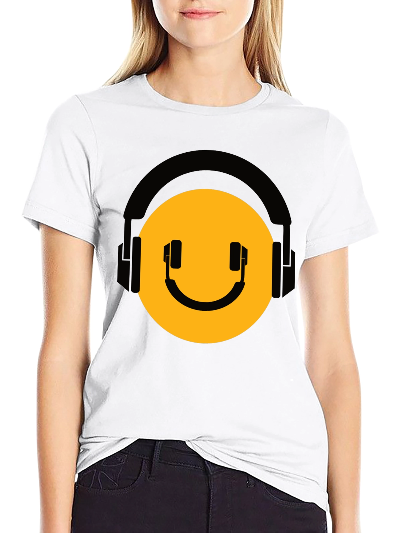 DJ Smiley Face Black T-Shirt