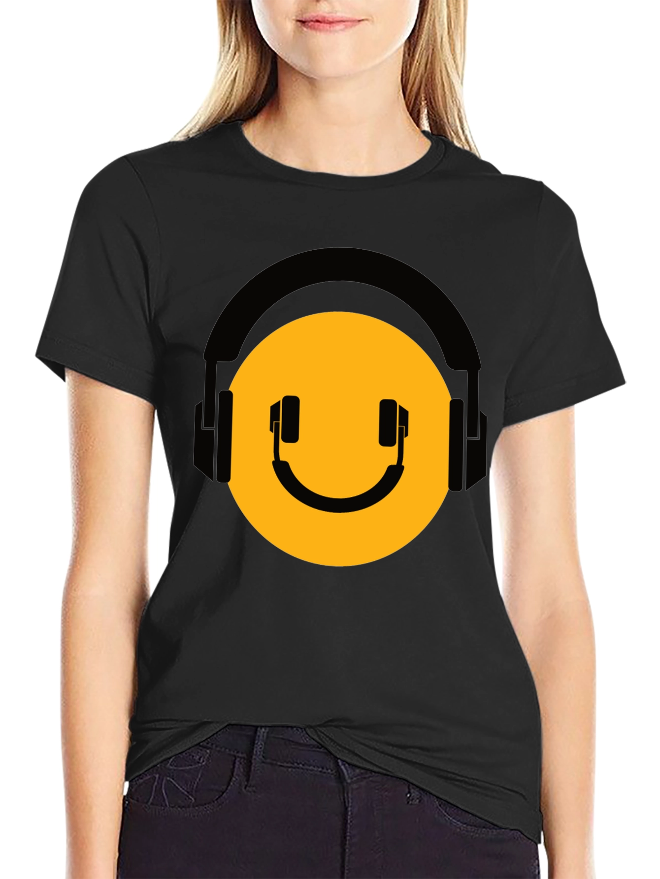 DJ Smiley Face Black T-Shirt