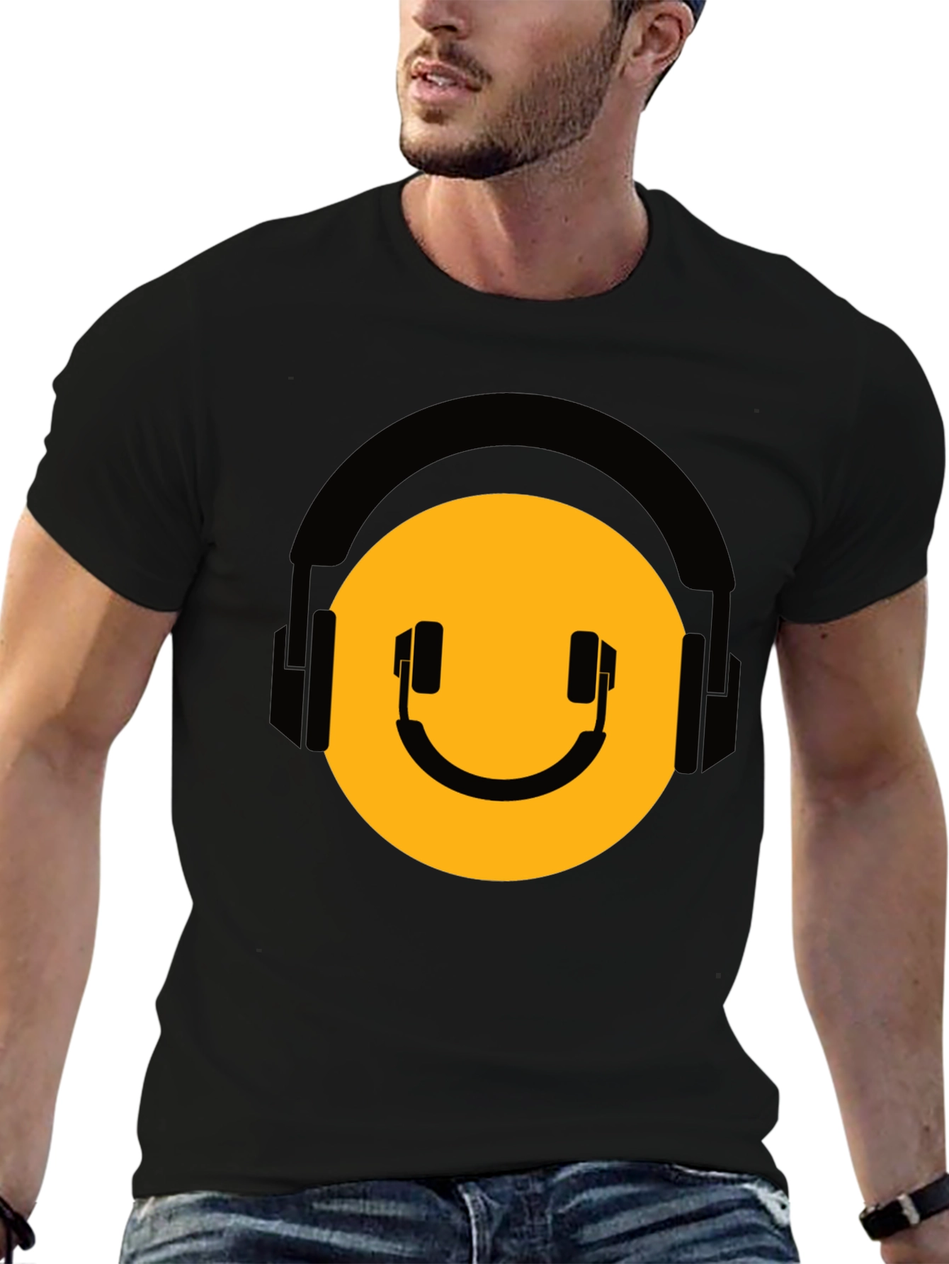 DJ Smiley Face Black T-Shirt
