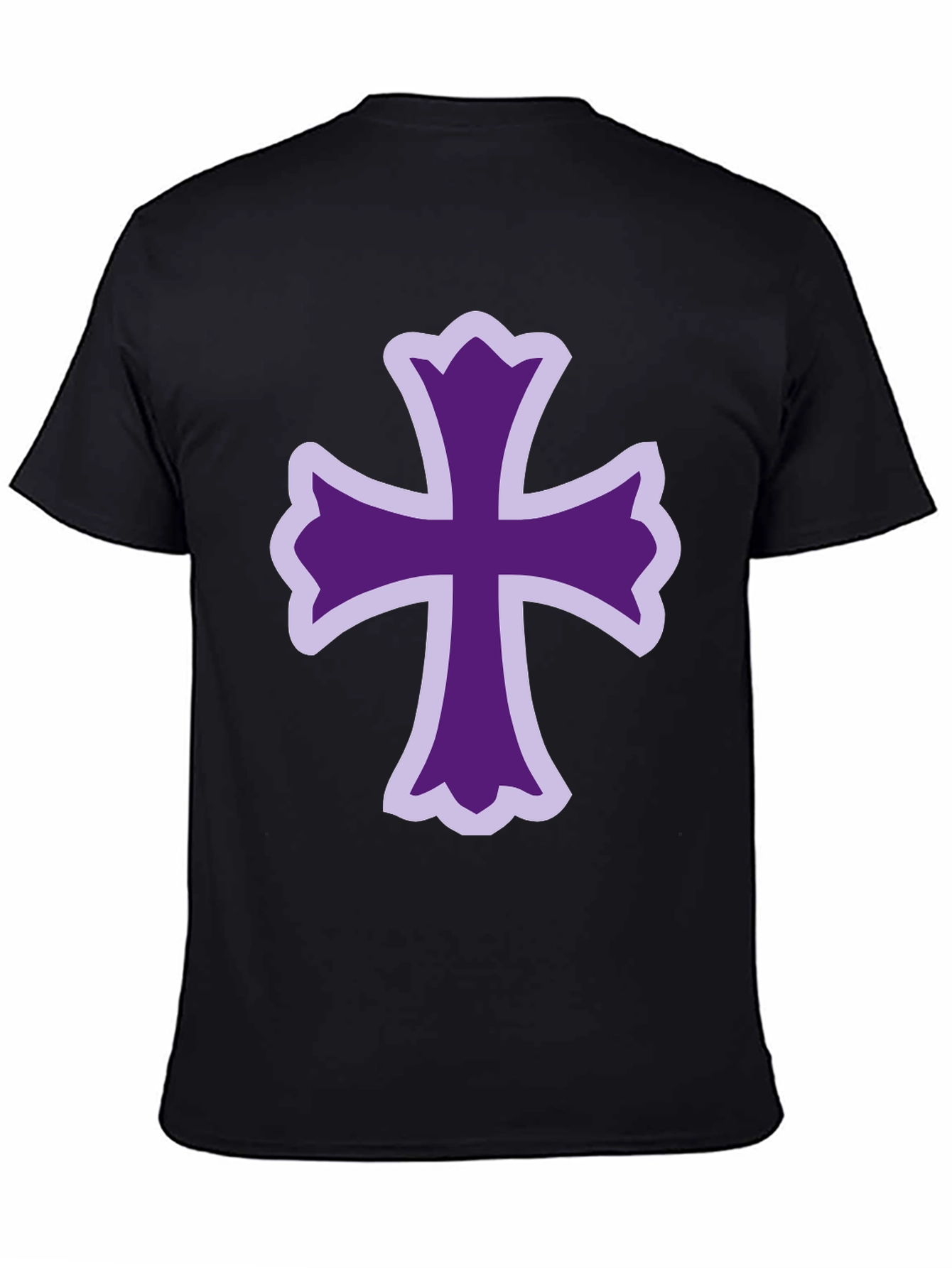 Purple Cross Graphic Black T-Shirt