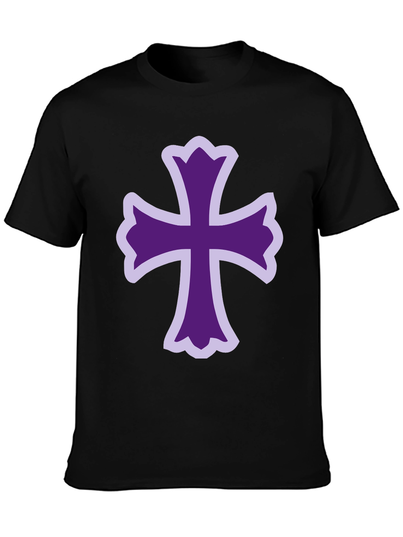 Purple Cross Graphic Black T-Shirt