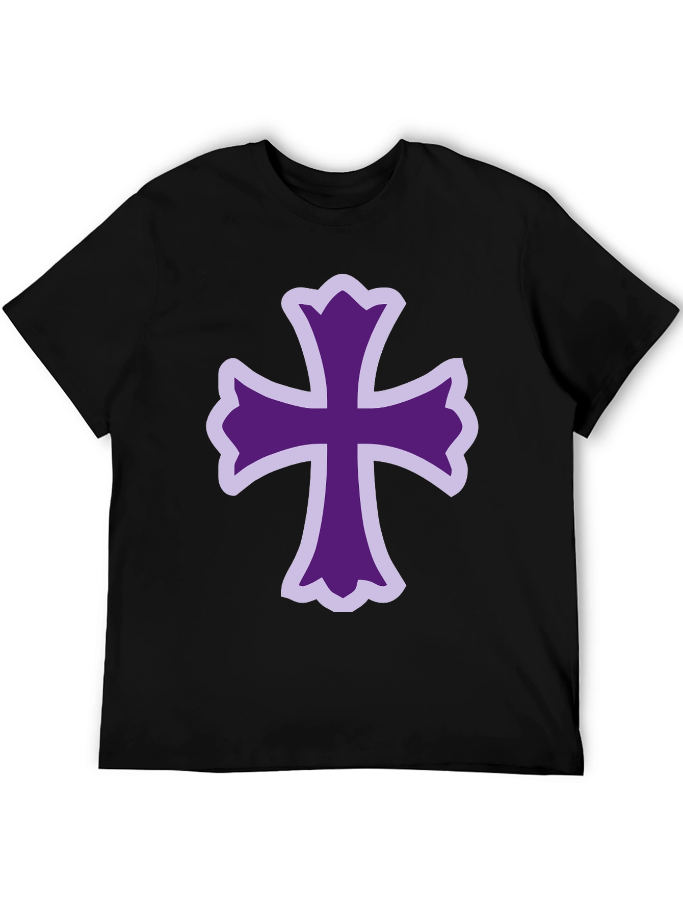 Purple Cross Graphic Black T-Shirt