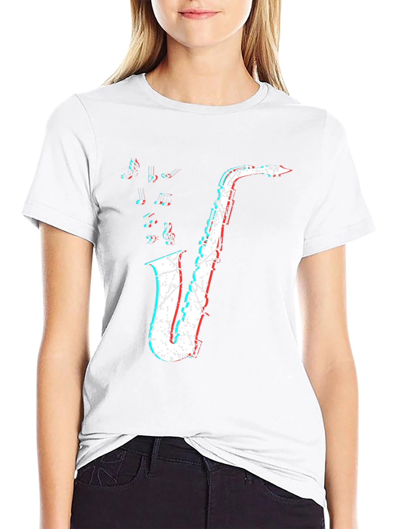Saxophone Graphic Print Mens Black T-Shirt