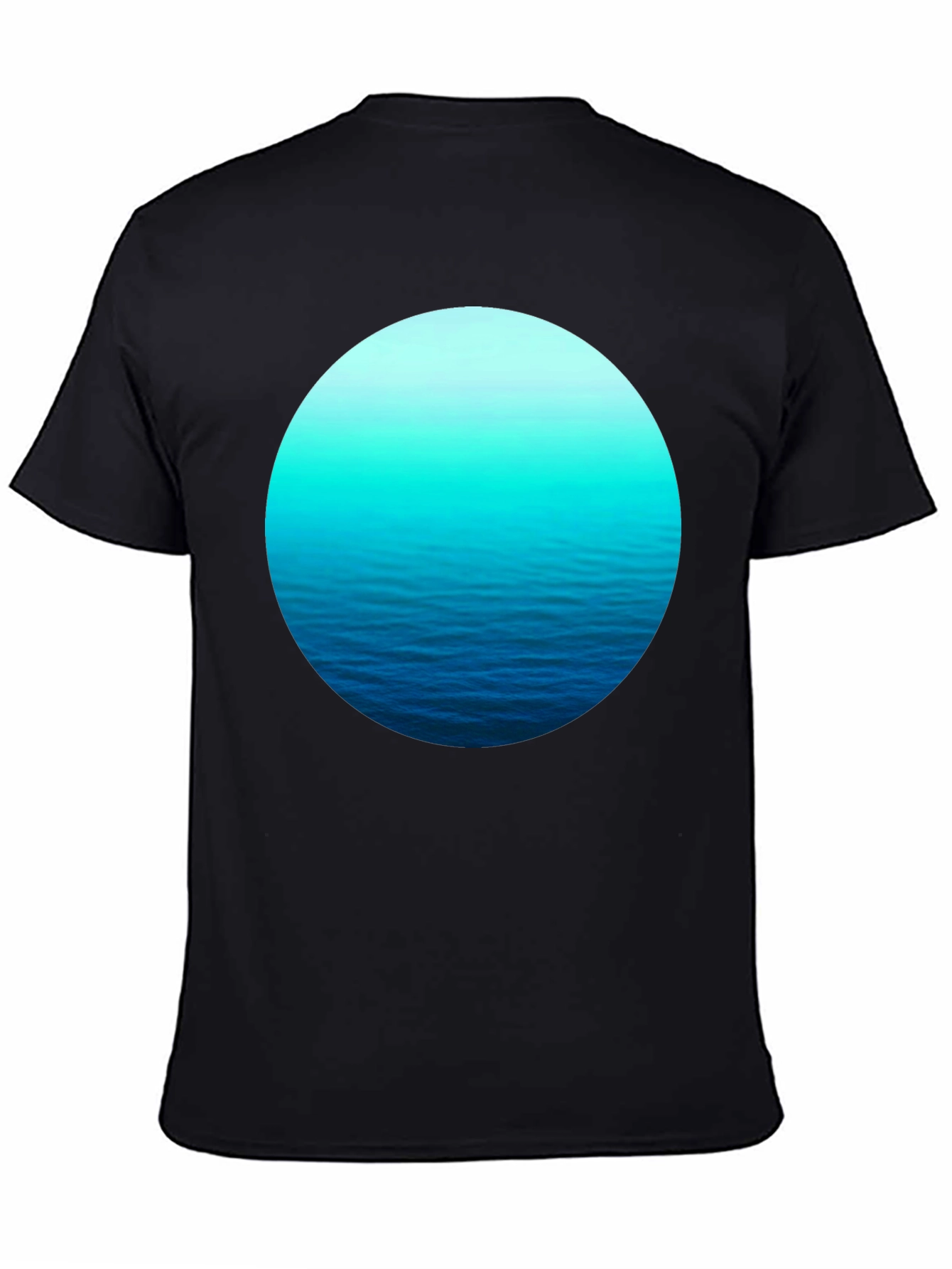 Ocean Wave Circle Graphic Black T-Shirt