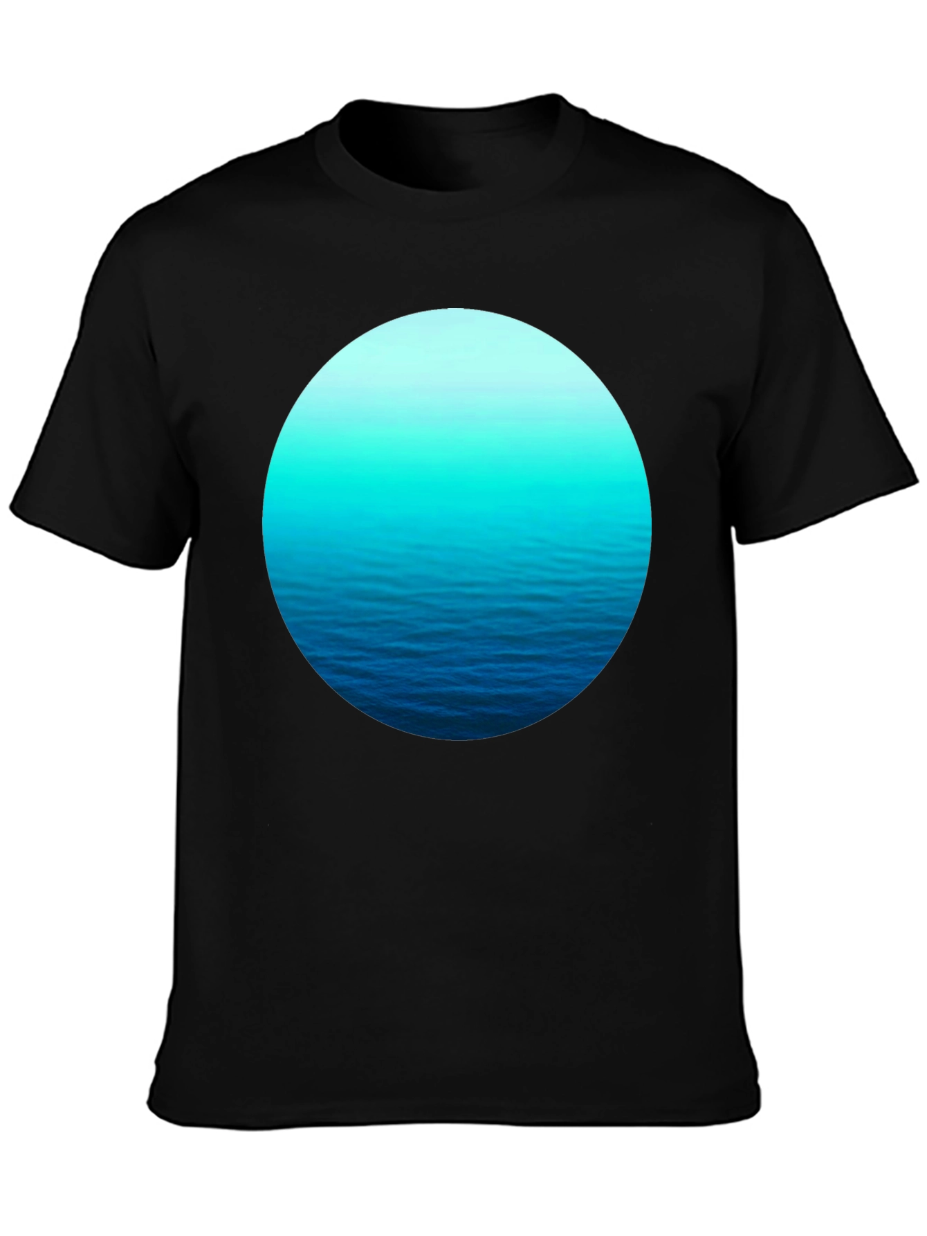 Ocean Wave Circle Graphic Black T-Shirt