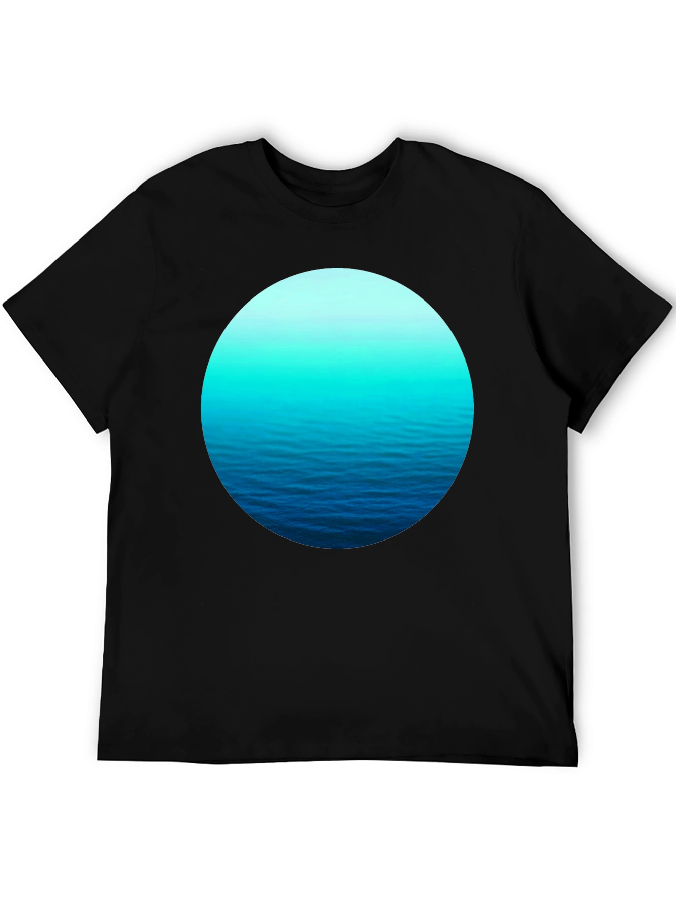 Ocean Wave Circle Graphic Black T-Shirt