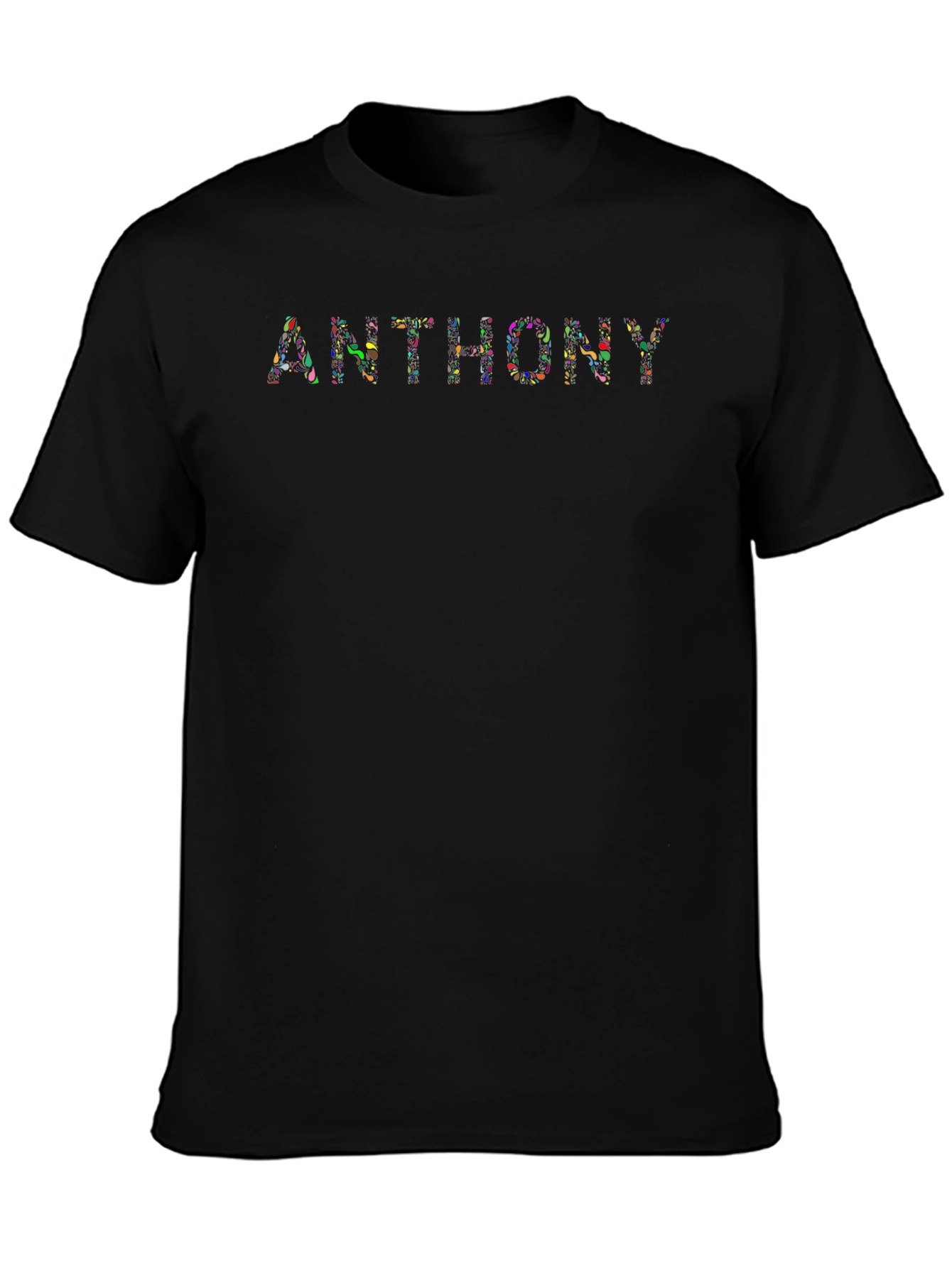 Personalized ANTHONY Print Black Crewneck T-Shirt