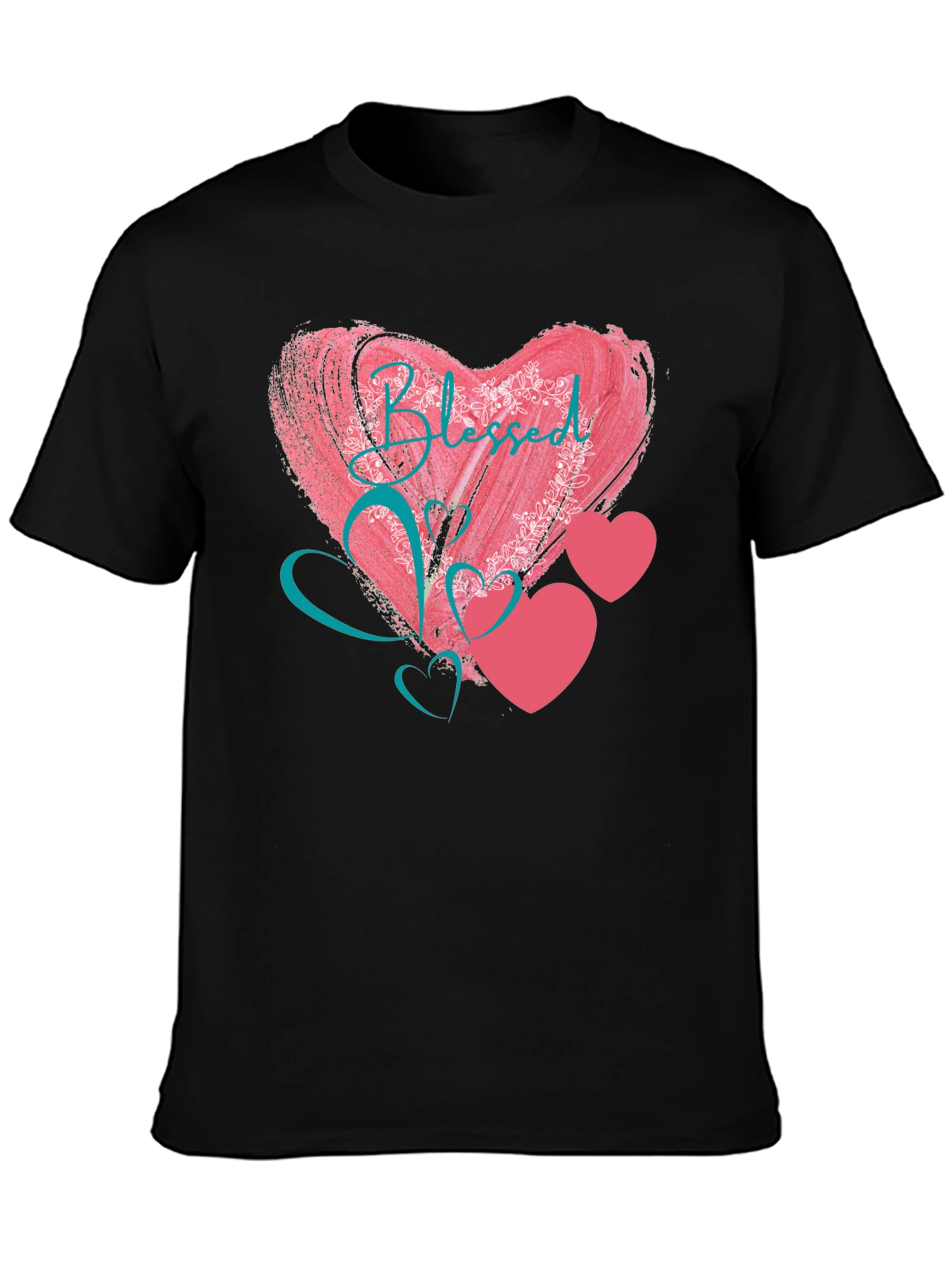 Blessed Heart Graphic Black T-Shirt