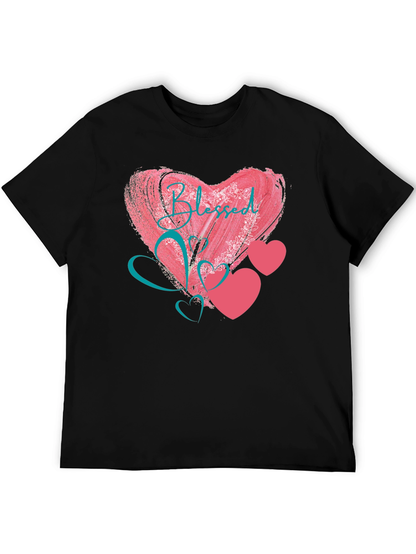 Blessed Heart Graphic Black T-Shirt