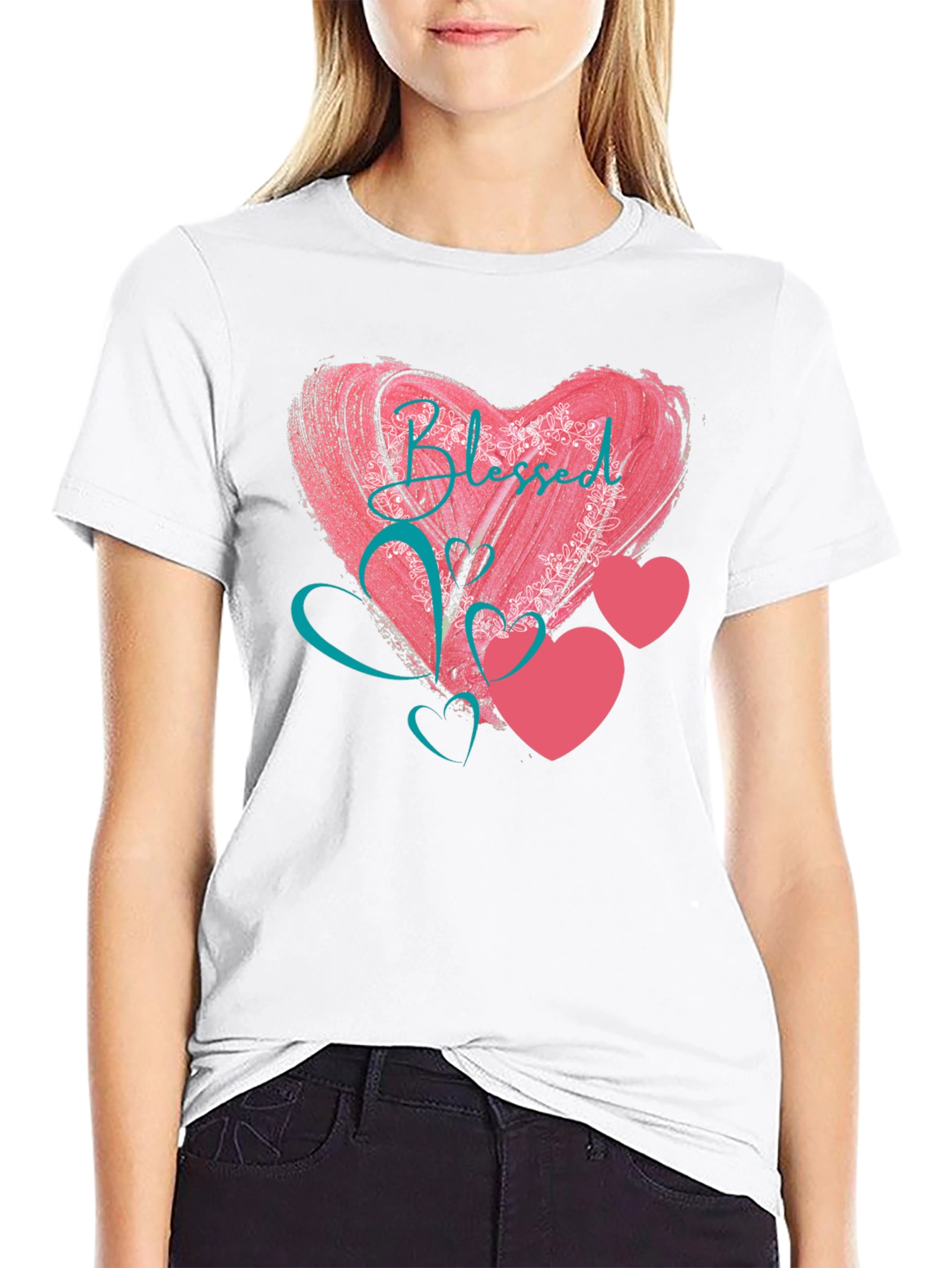 Blessed Heart Graphic Black T-Shirt