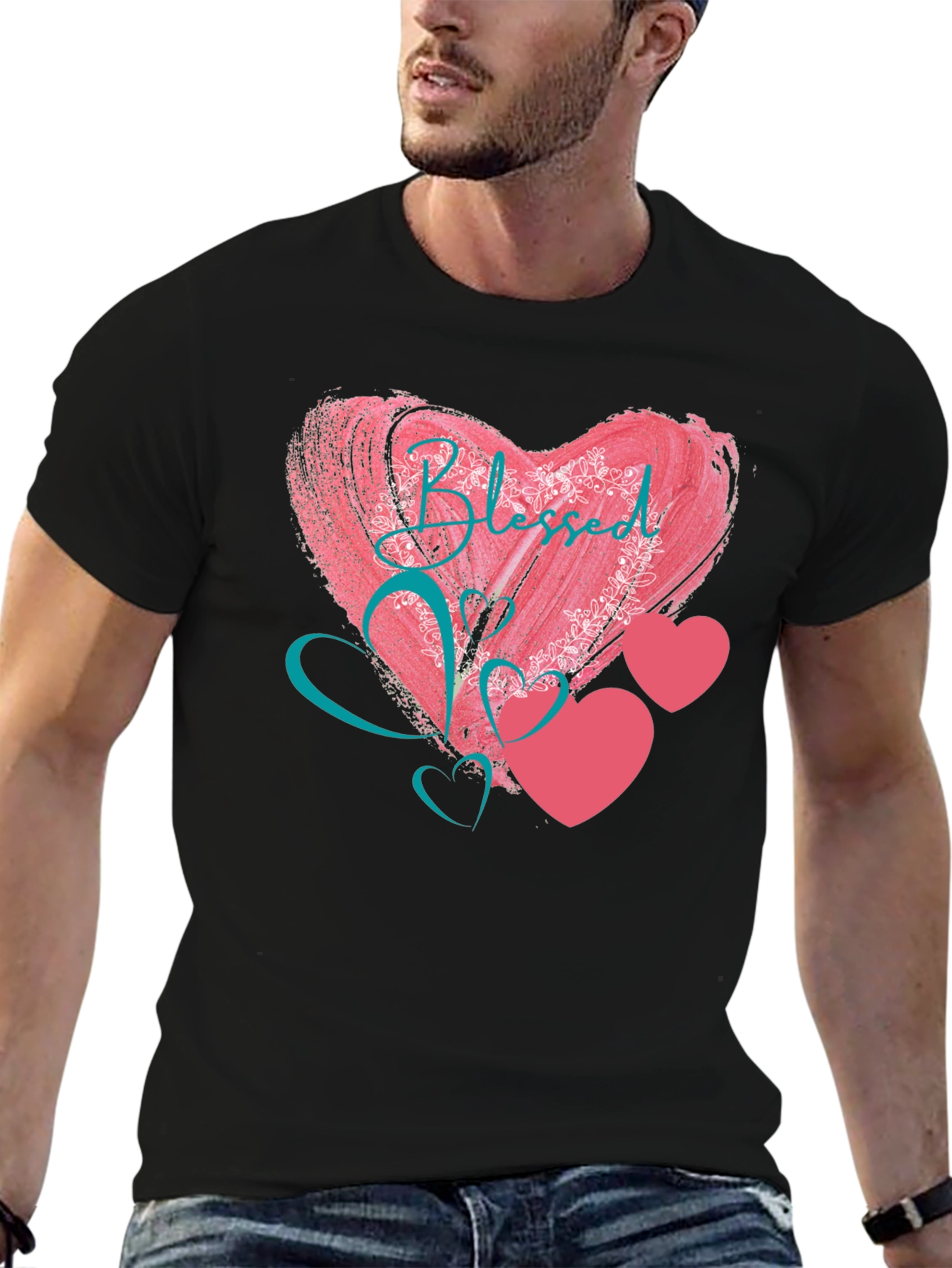 Blessed Heart Graphic Black T-Shirt