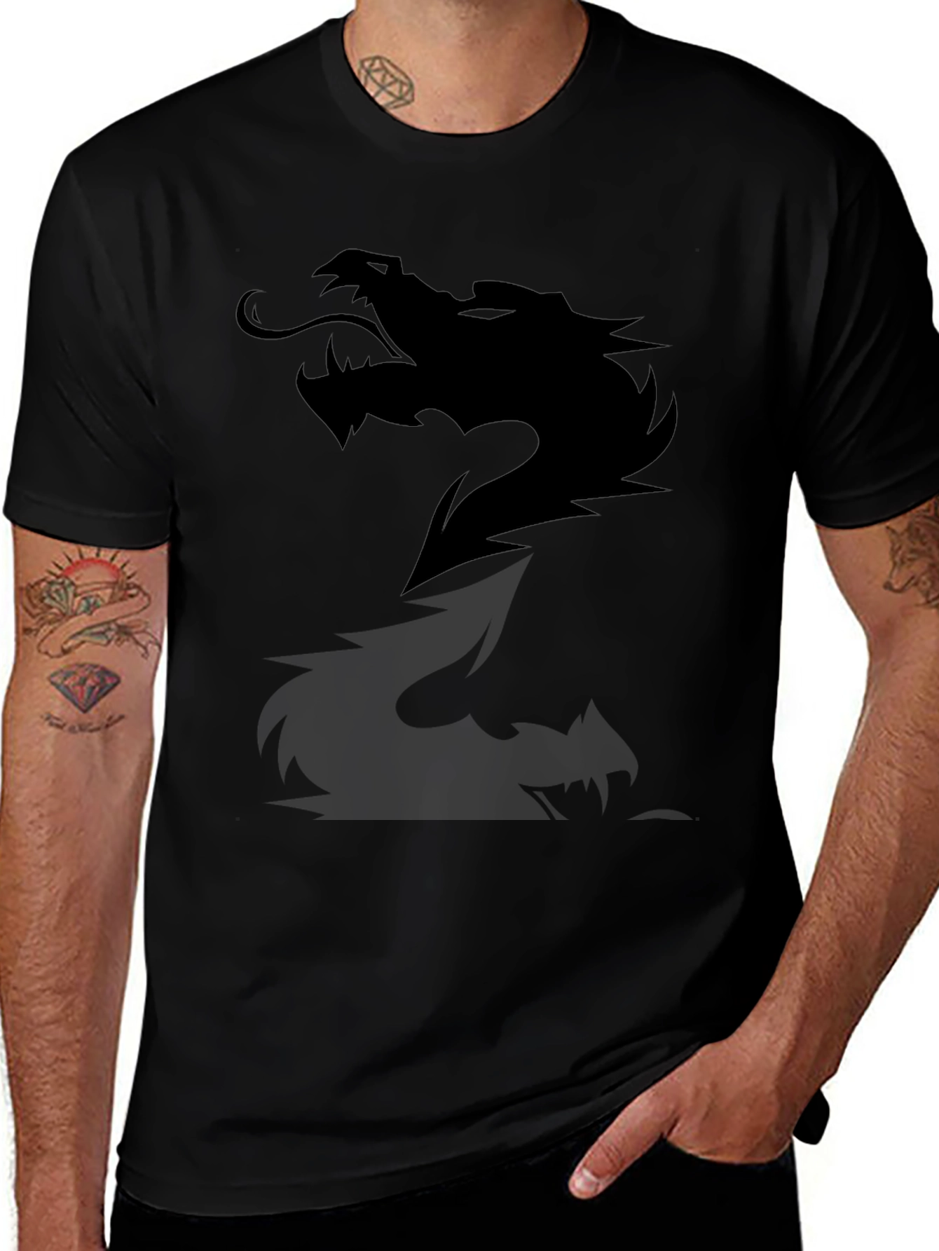 Black Dragon Graphic Tee - Mens Casual Cotton T-Shirt