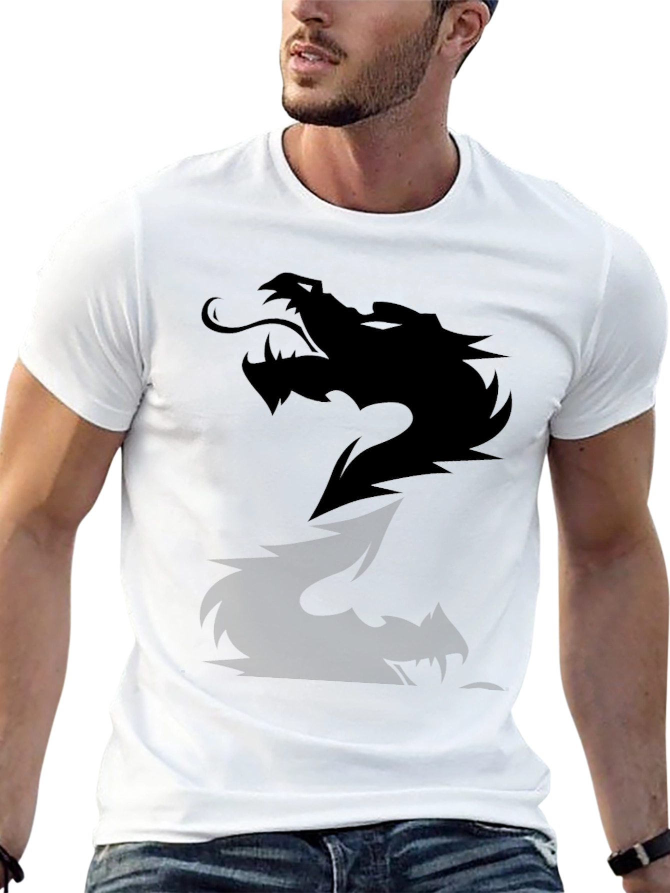 Black Dragon Graphic Tee - Mens Casual Cotton T-Shirt