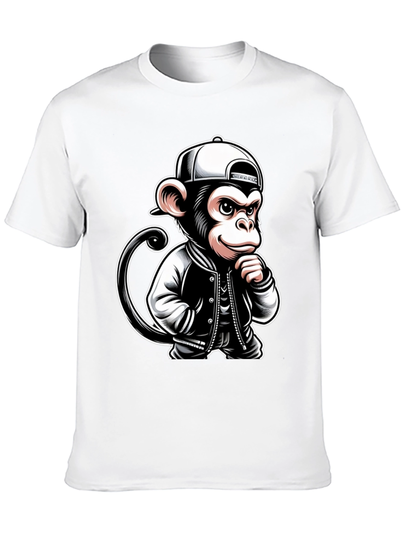 Cool Monkey Graphic Tee - Black Crew Neck