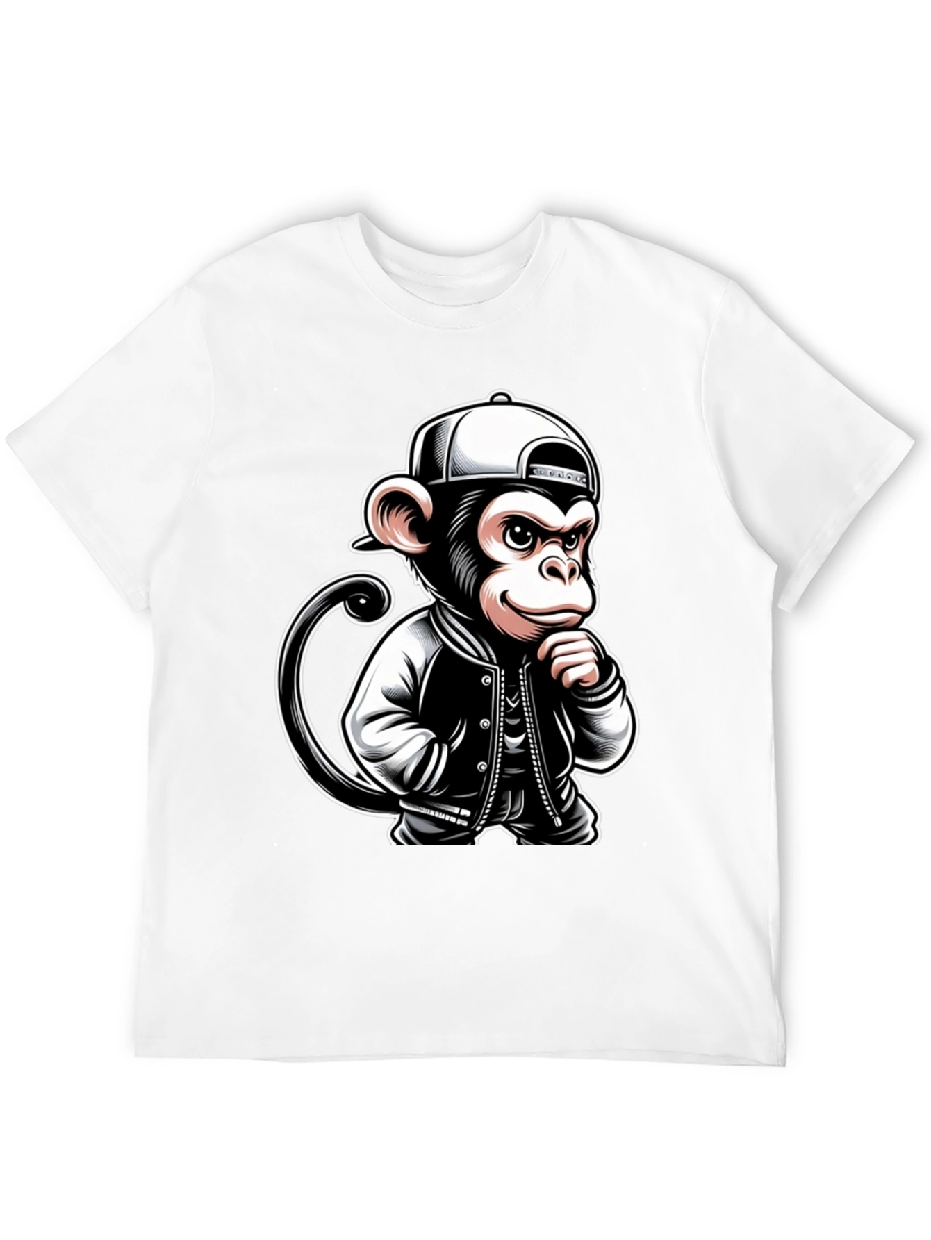 Cool Monkey Graphic Tee - Black Crew Neck