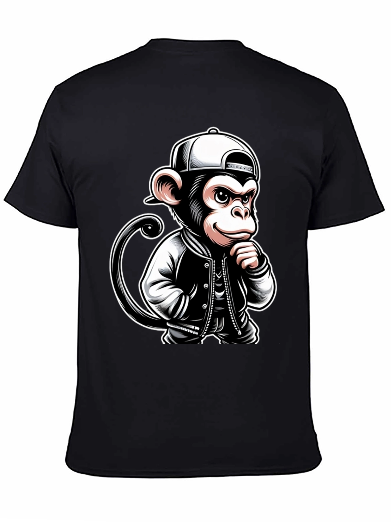 Cool Monkey Graphic Tee - Black Crew Neck