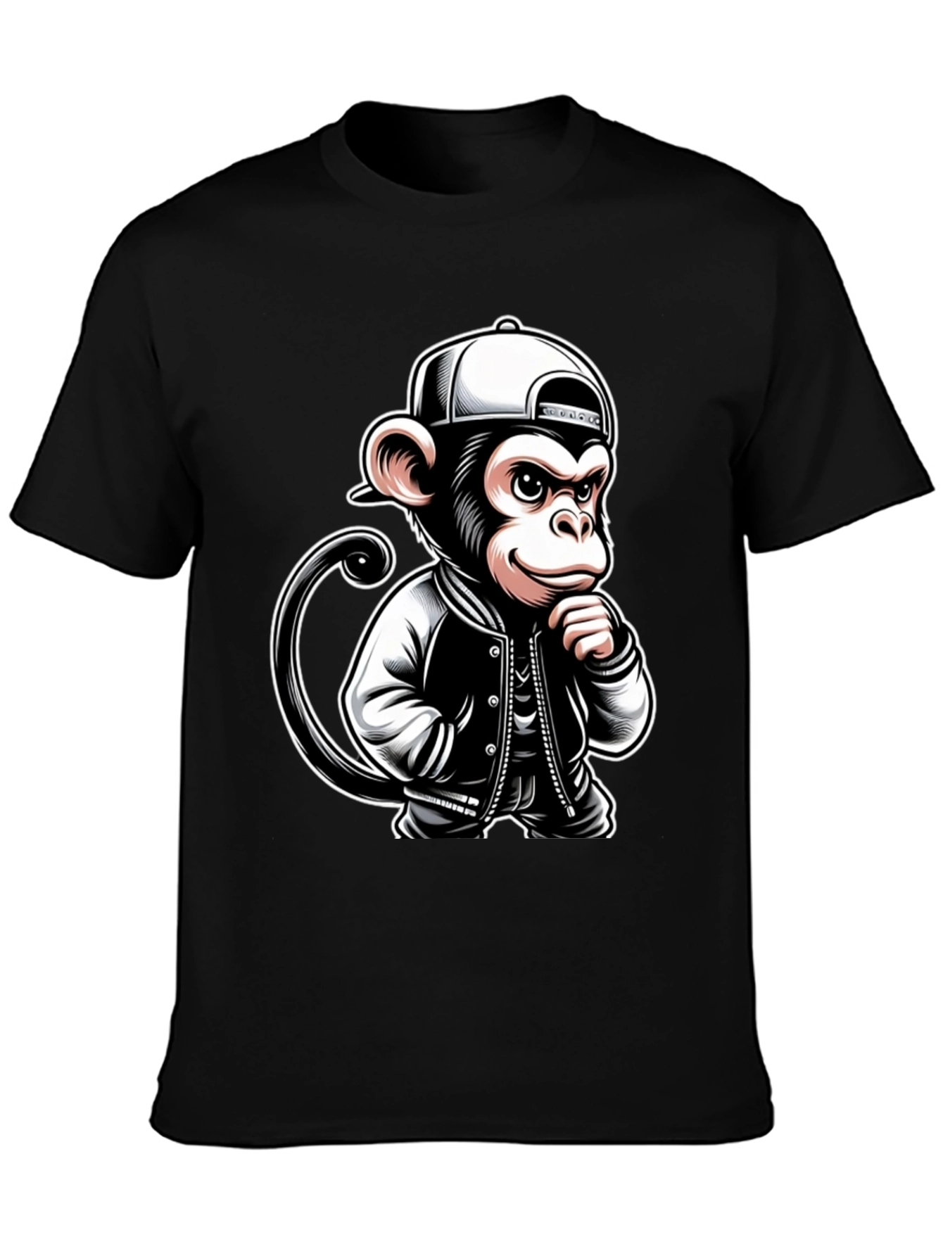 Cool Monkey Graphic Tee - Black Crew Neck