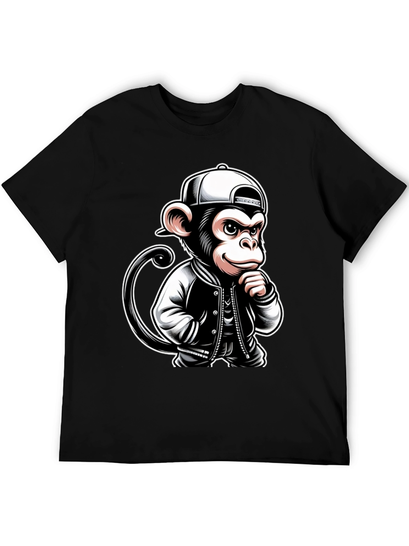 Cool Monkey Graphic Tee - Black Crew Neck