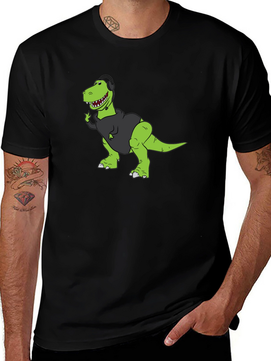 Gamer Dino Graphic Tee - Black Cotton T-Shirt