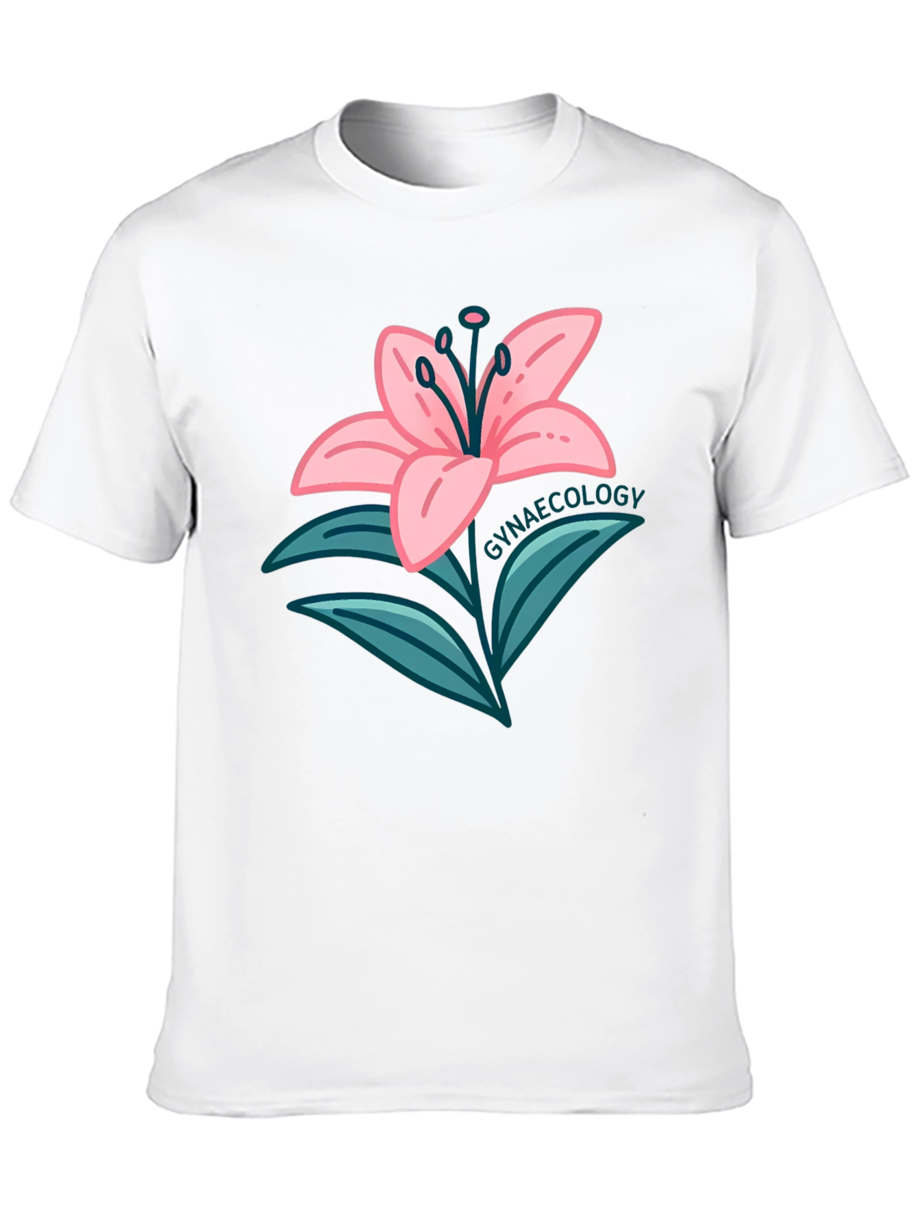 Gynaecology Lily Flower Black T-Shirt