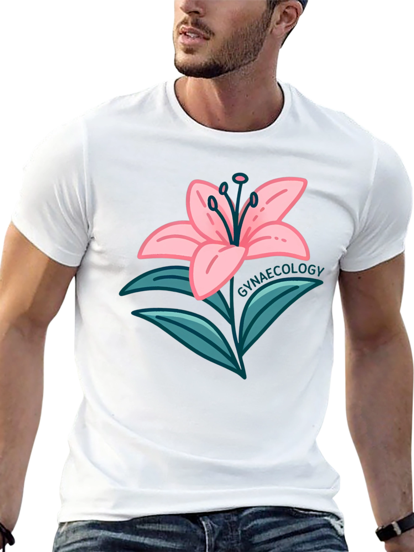 Gynaecology Lily Flower Black T-Shirt
