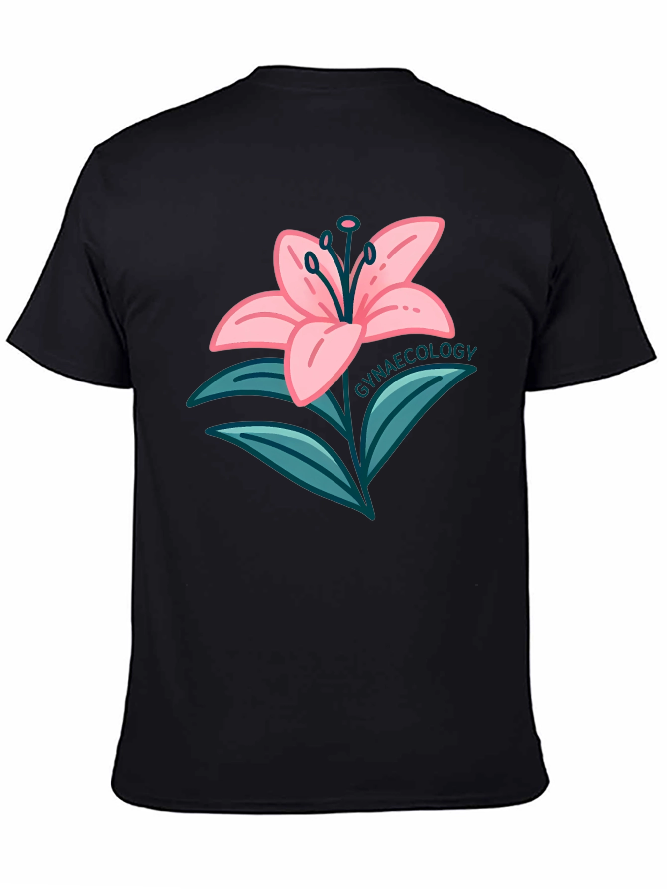 Gynaecology Lily Flower Black T-Shirt