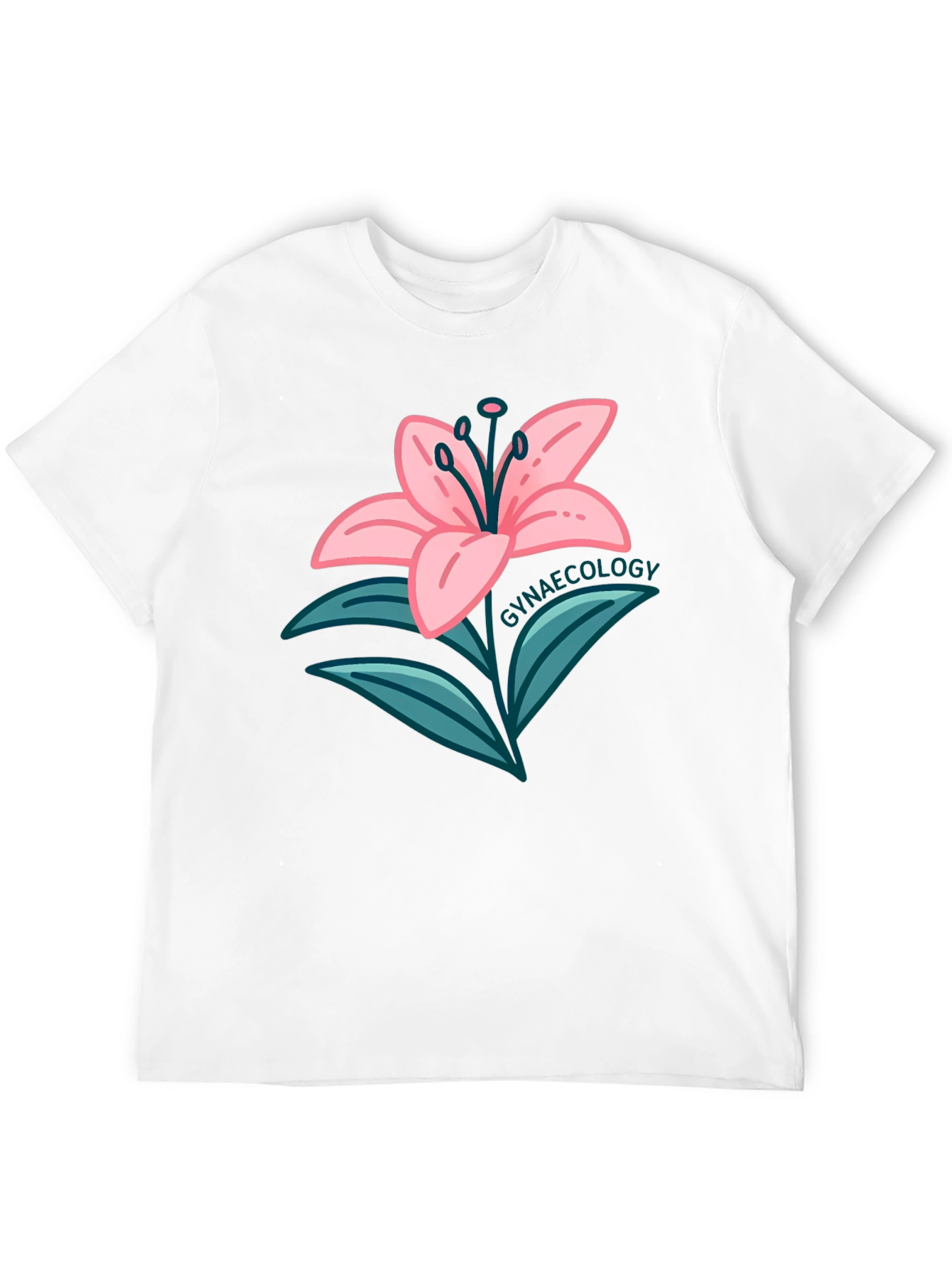Gynaecology Lily Flower Black T-Shirt