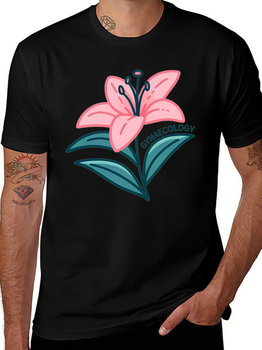 Gynaecology Lily Flower Black T-Shirt