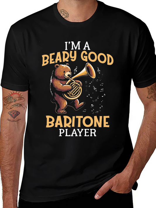 Beary Good Baritone Player Black T-Shirt