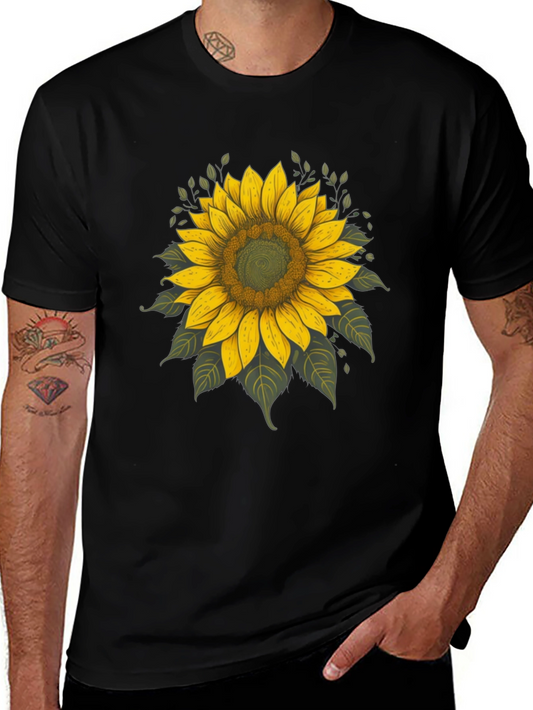 Sunflower Graphic Tee - Black Cotton T-Shirt