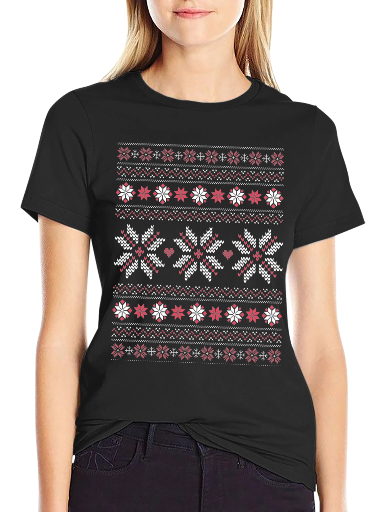 Ugly Christmas Sweater Pattern T-Shirt - Holiday Season