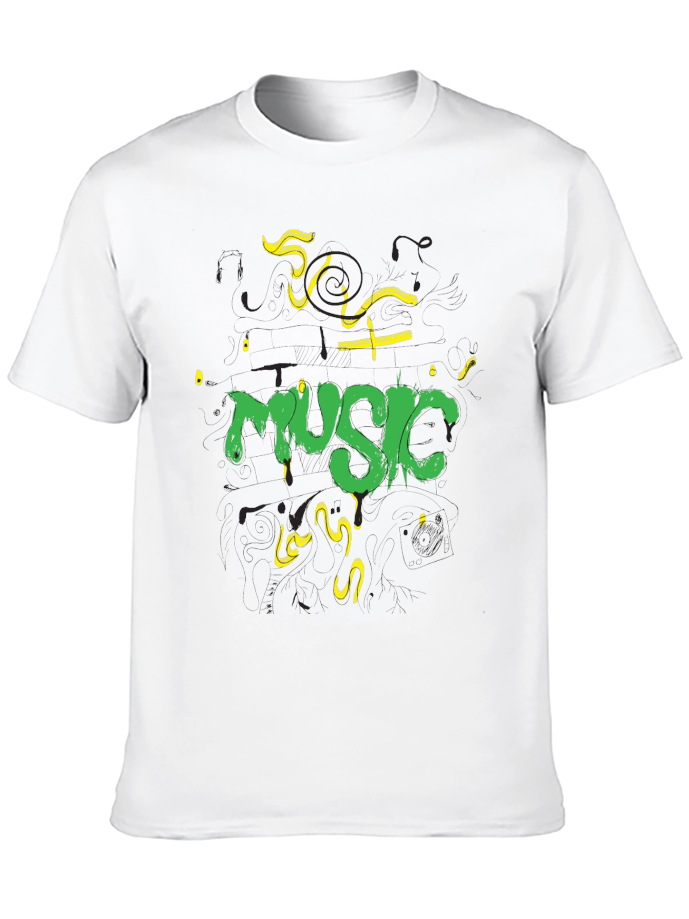 Music T-Shirt - Black Cotton Graphic Tee