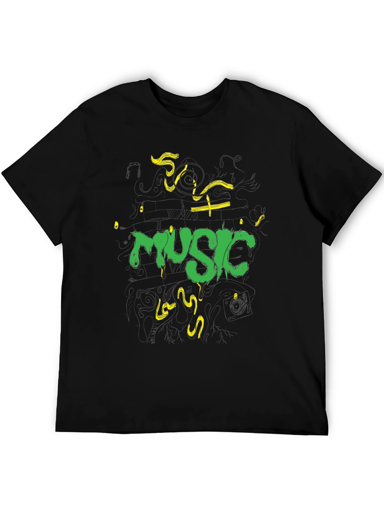 Music T-Shirt - Black Cotton Graphic Tee