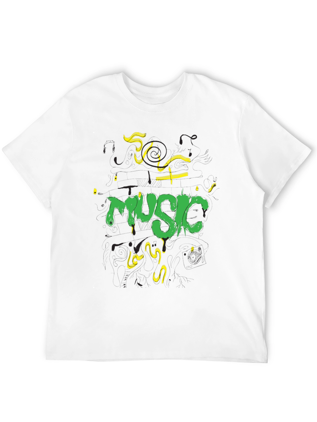 Music T-Shirt - Black Cotton Graphic Tee